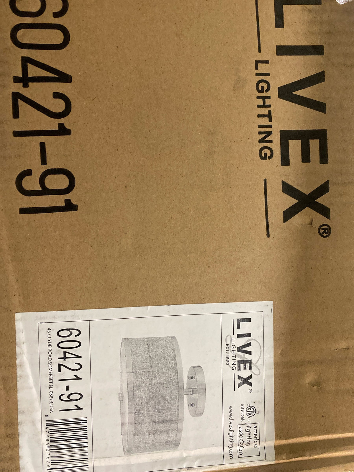 Livex Lighting 60421-91 Park Ridge 2 Light 11" Wide Semi-Flush Drum Ceiling Fixture - Brushed Nickel