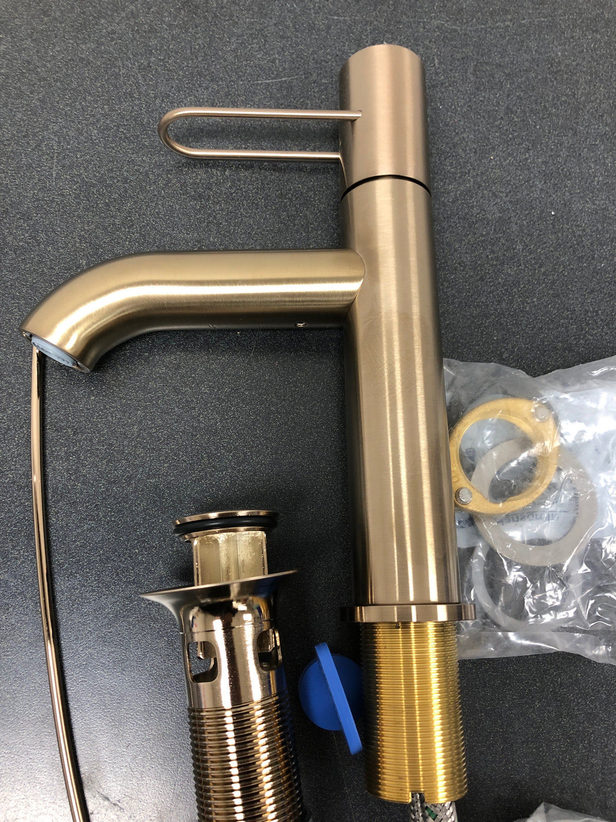 AXOR 38023141 Uno Single-Hole Faucet 100 with Loop Handle and Pop-Up Drain, 1.2 GPM, Brushed Bronze