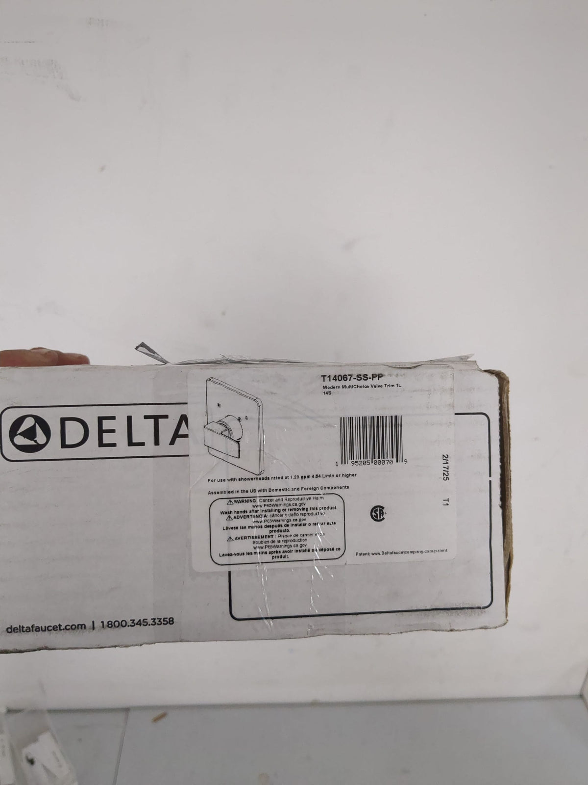 Delta T14067-SS-PP Modern Pressure Balanced Valve Trim Only with Single Lever Handle - Less Rough In - Brilliance Stainless