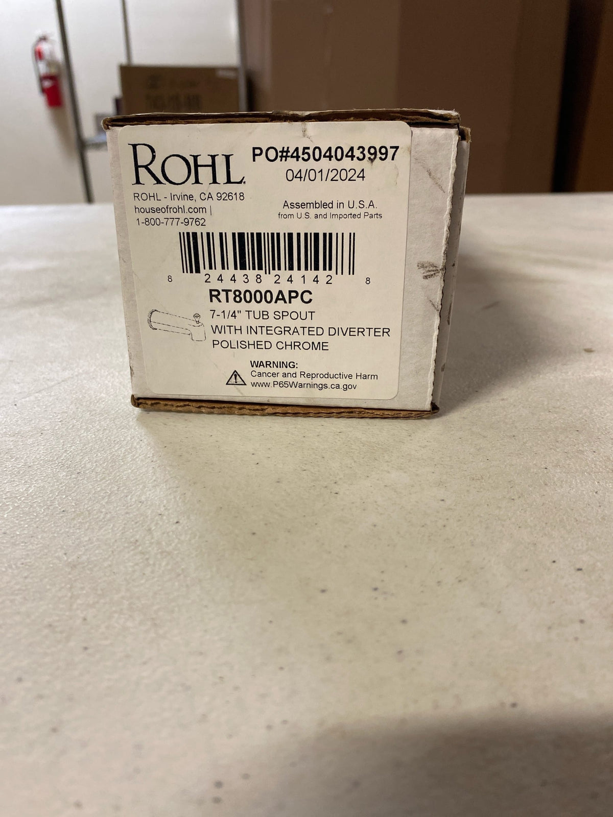 Rohl RT8000APC Acqui 6-3/4" Integrated Diverter Tub Spout - Polished Chrome