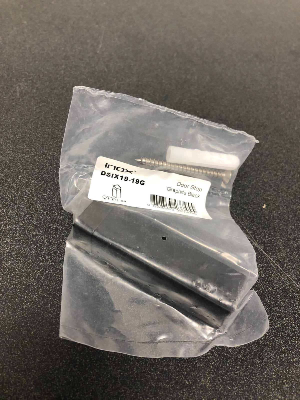 INOX DSIX19-19G DSIX 2-7/8 Inch Baseboard Mounted Rigid Door Stop - Graphite Black