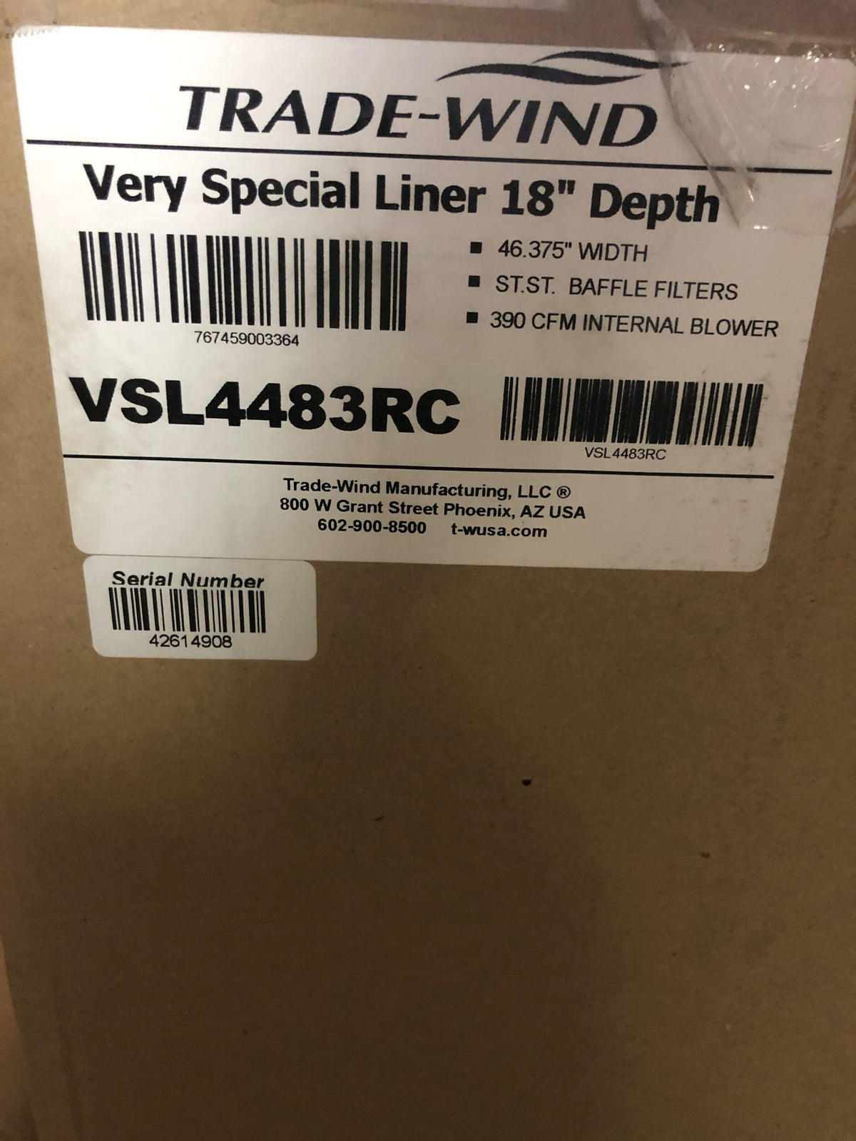 Trade-Wind VSL4483RC VSL400 Series 390 CFM 48 Inch Wide Range Hood Insert with 3 Fan Speeds and LED Lighting - Stainless Steel