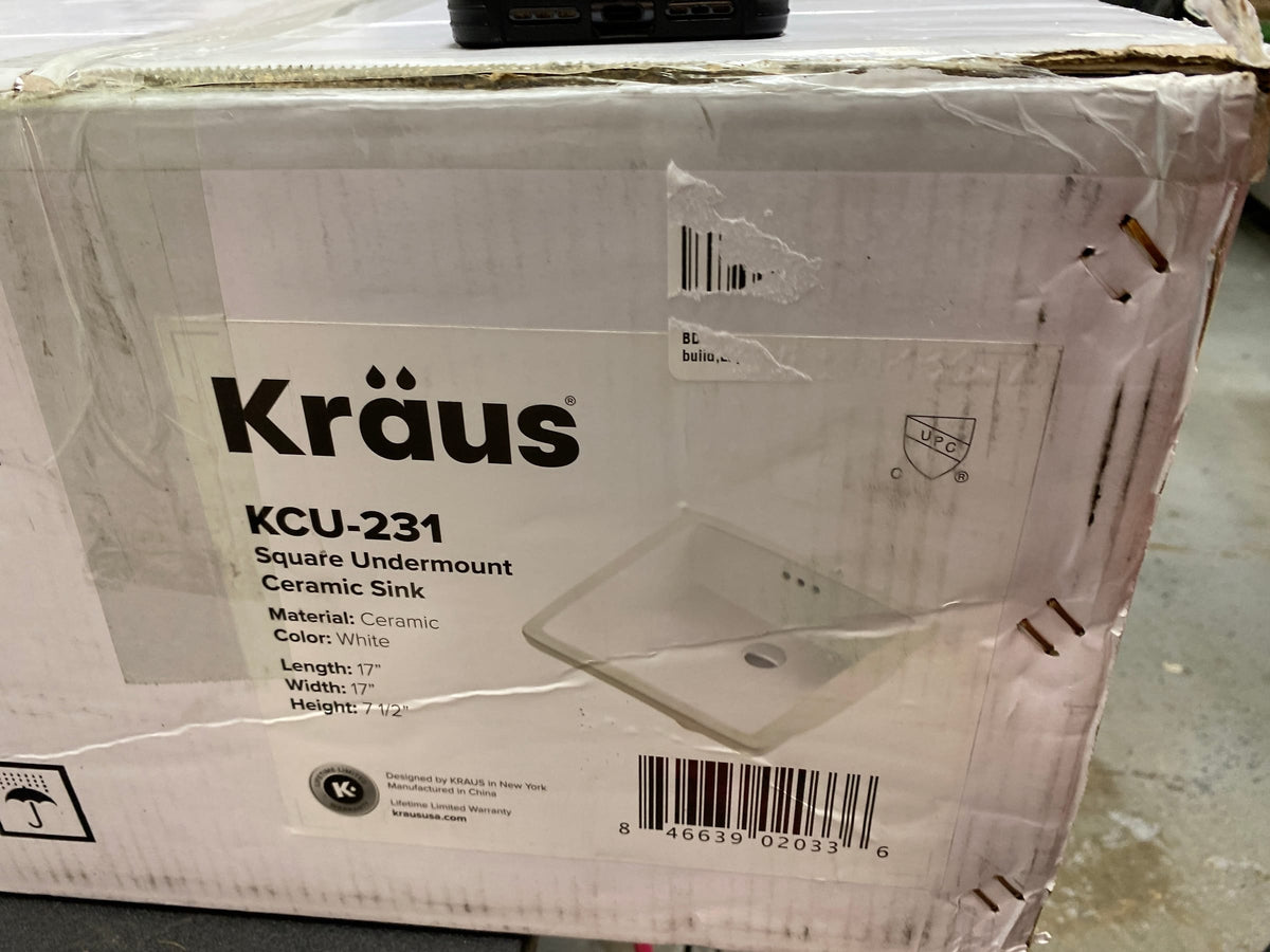 Kraus KCU-231 Elavo 17" Vitreous China Undermount Bathroom Sink with Overflow - White
