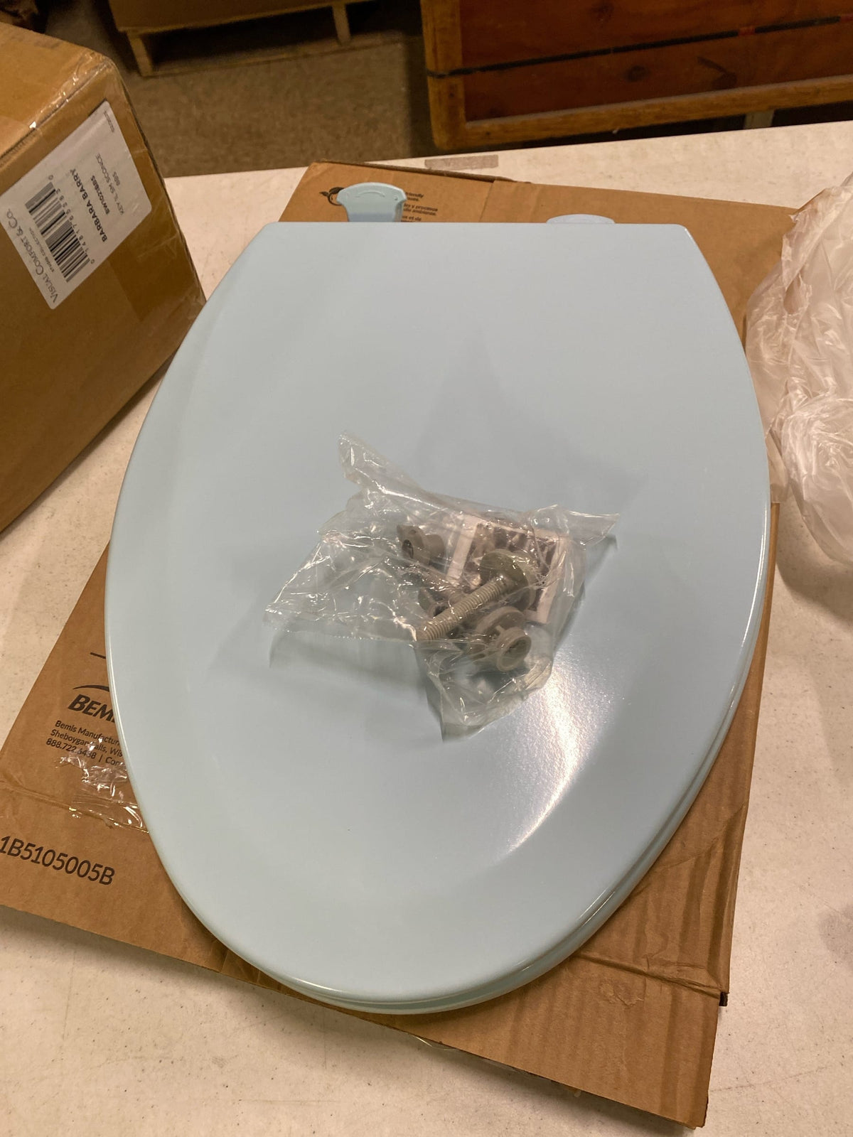 Bemis 1500EC 464 Elongated Molded Wood Toilet Seat with Easy-Clean & Change Hinge - Dresden Blue