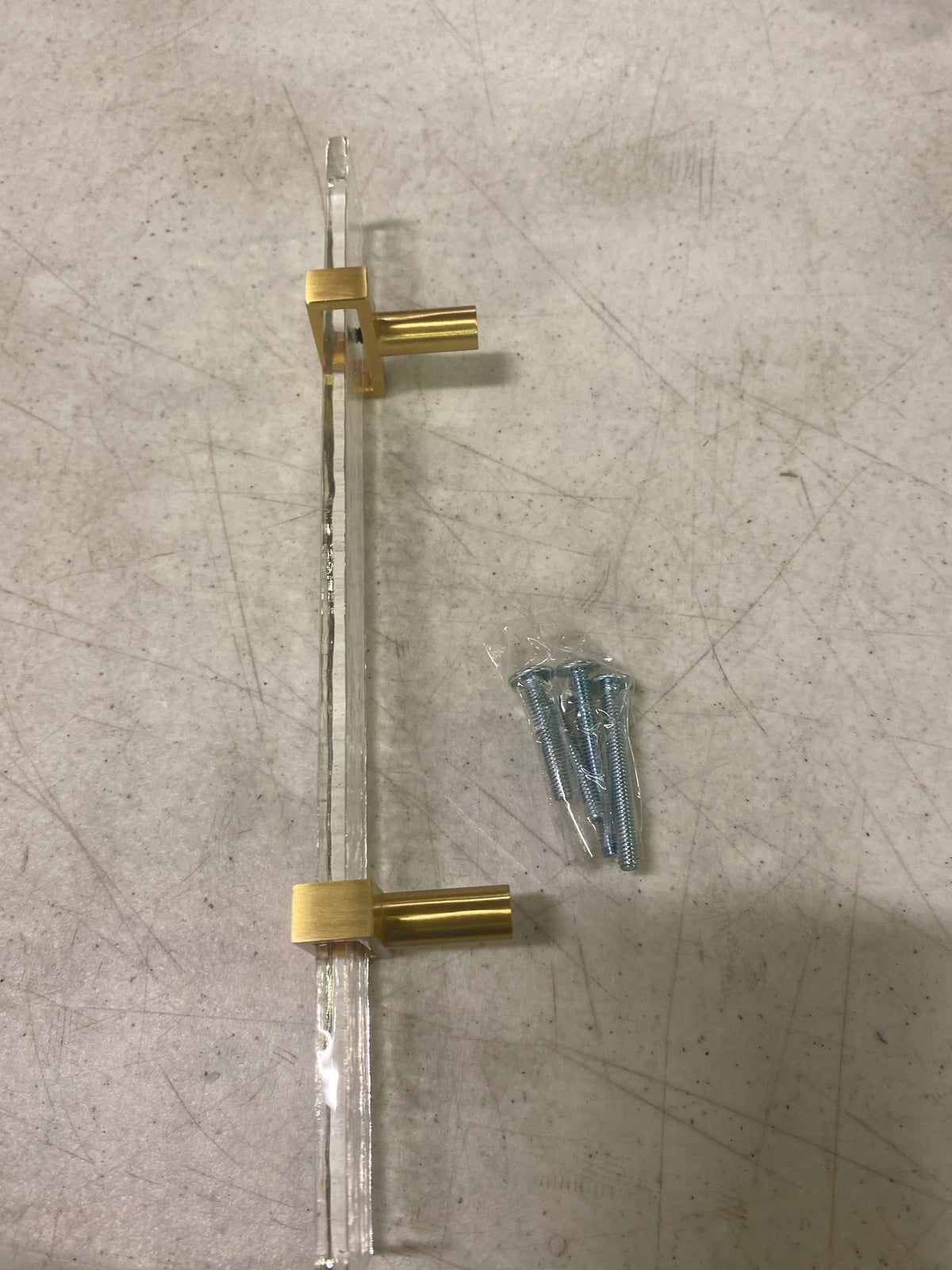 Sietto P-1900-9-SB Adjustable Center to Center 9 Inch Long Handle Cabinet Pull with Clear Glass - Satin Brass