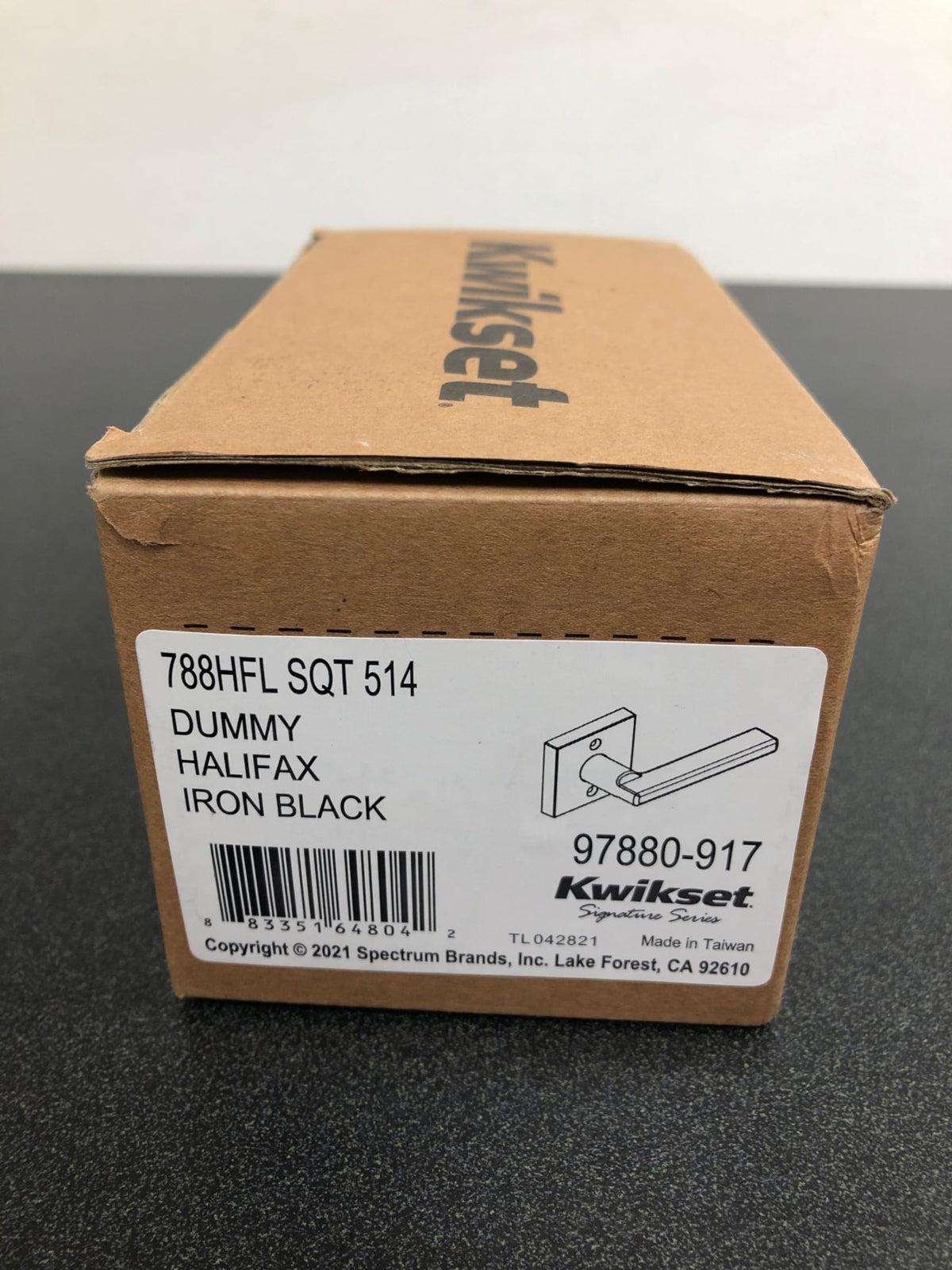 Kwikset 788HFLSQT-514 Halifax Non-Turning One-Sided Dummy Door Lever with Square Rose - Matte Black