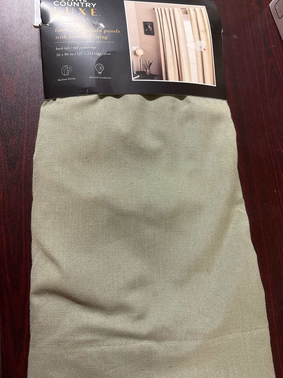 Town & country luxe YC019954DSTXE1 A658 Arlo Solid Linen Texture 50 in. W x 96 in. L Polyester Blackout Sage Green Curtain (Set of 2)