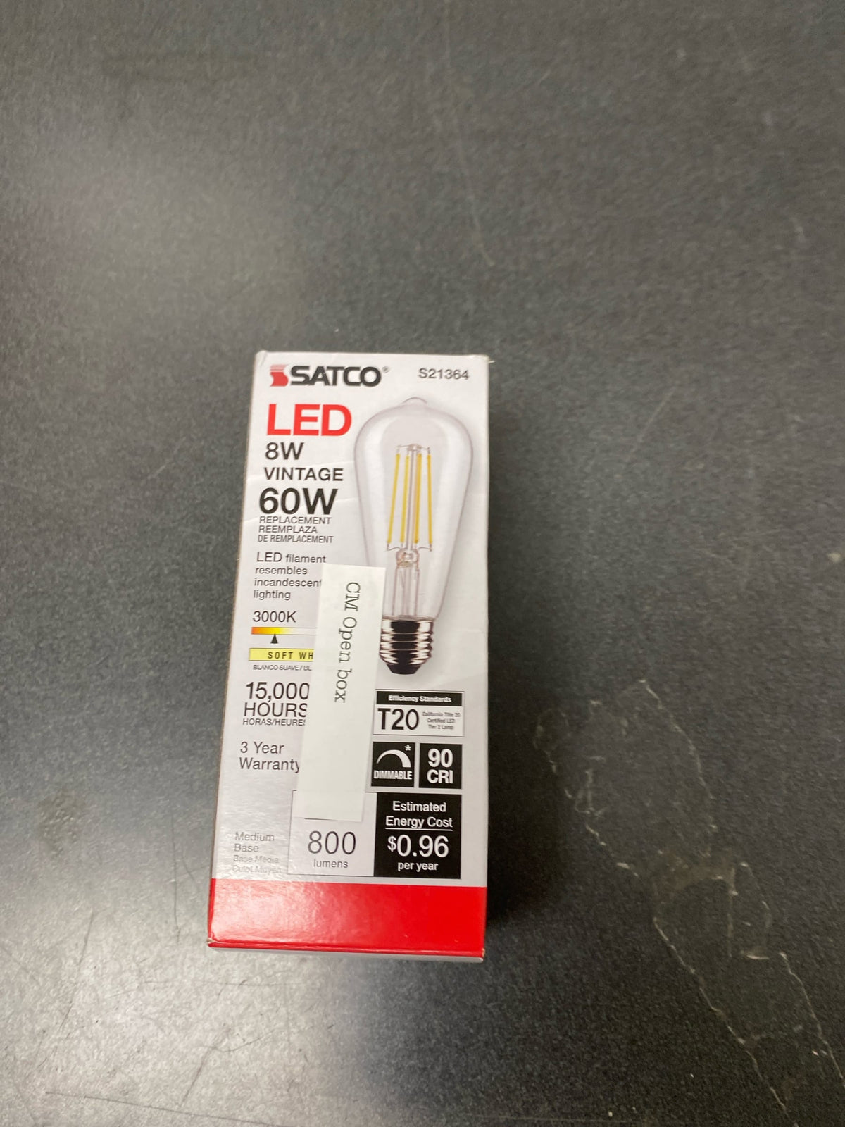 Satco 8 Watt ST19 LED - Clear - Medium base - 90 CRI - 3000K - 120 Volt