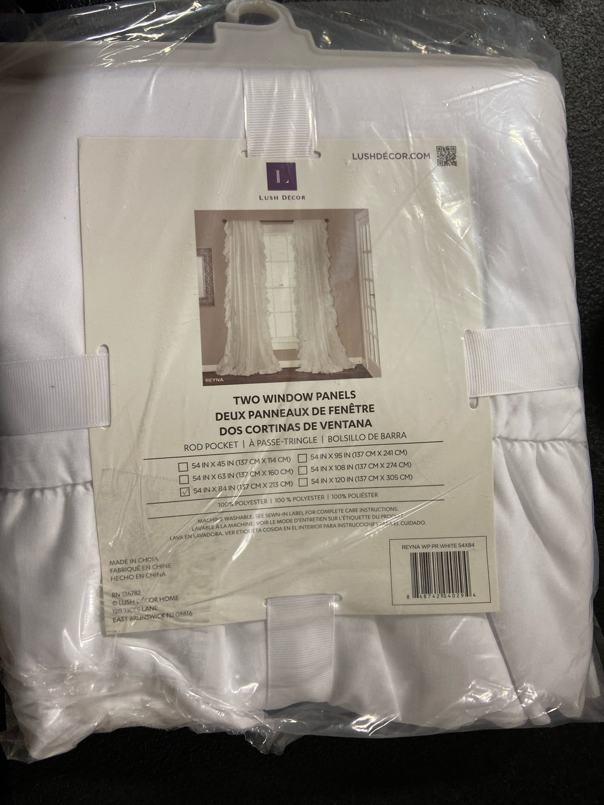 Lush decor C40294P15-000 White Solid Rod Pocket Room Darkening Curtain - 54 in. W x 84 in. L (Set of 2)
