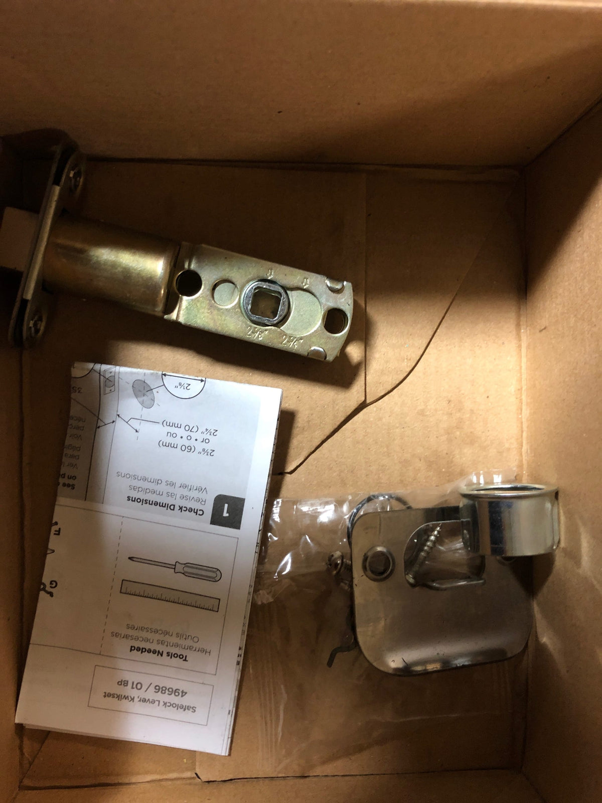 Safe Lock - Daylon Square Rose Lever, Passage for Closet or Hallway Doors, Satin Chrome Finish