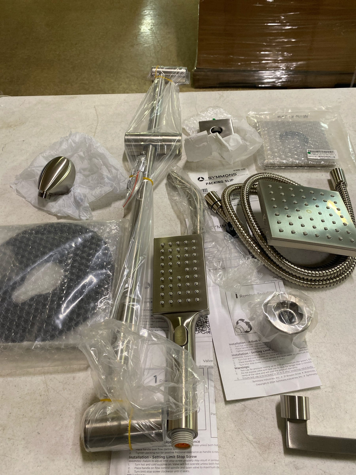 Symmons 3695STN15TRM Duro HydroMersion Pressure Balanced Shower System with Shower Head, Hand Shower, Shower Arm, Hose, and Valve Trim - Satin Nickel