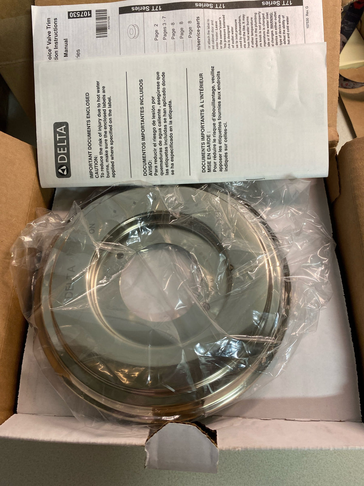 Delta T17T097-PN Cassidy Thermostatic Valve Trim Only with Single Lever Handle and Volume Control - Less Rough In - Brilliance Polished Nickel