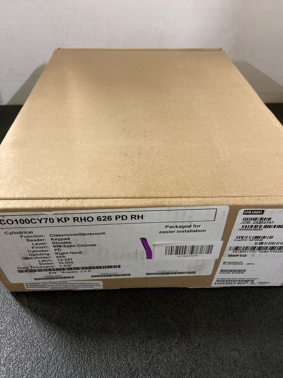 Schlage CO100-CY-70-KP-RHO-626 Electronic Digital Pushbutton Lock