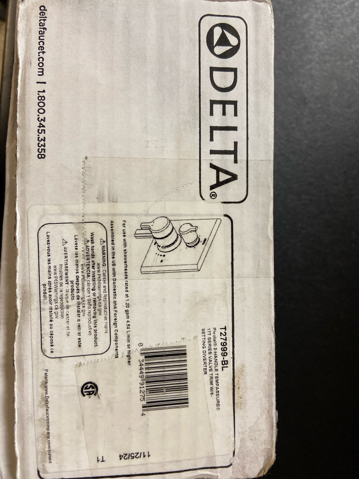 DELTA FAUCET T27999-BL Pivotal Monitor 17 Series Valve Trim with 6-Setting Integrated Diverter, Matte Black