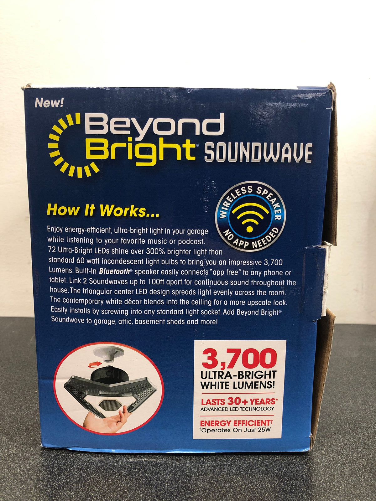 Beyond bright BEBRSW-PD24 25-Watt LED Lamp Light Bulbs 6500K 3700-Lumens with Built-In Bluetooth Speaker