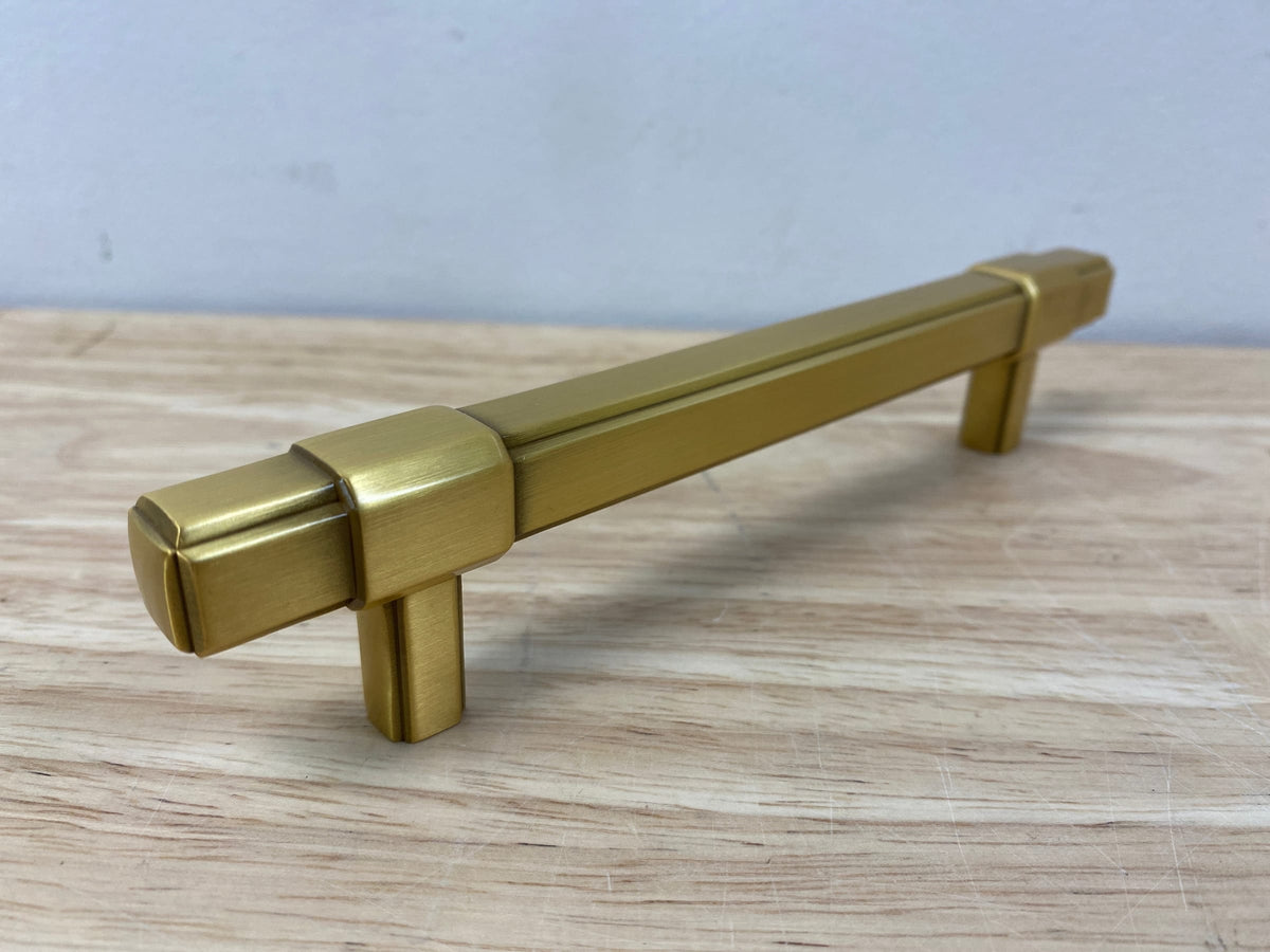 Belwith Keeler B076900-BGB Monroe 5-1/16" Center to Center Square Cabinet Bar Handle / Drawer Pull - Brushed Golden Brass
