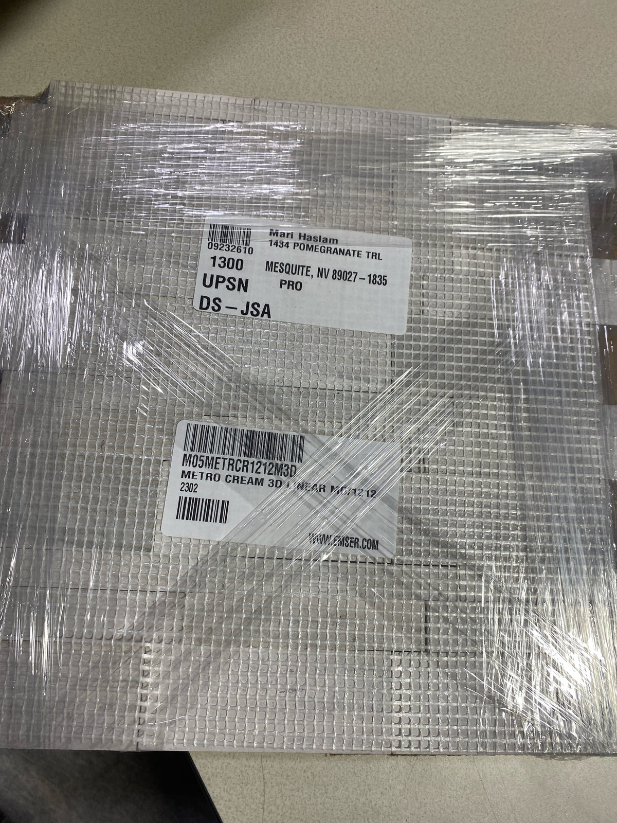 Emser Tile M05METRCR1212M3D Marble - 12" x 12" Rectangle Wall Tile - Textured Visual - Sold by Sheet (1 SF/Sheet) - Cream