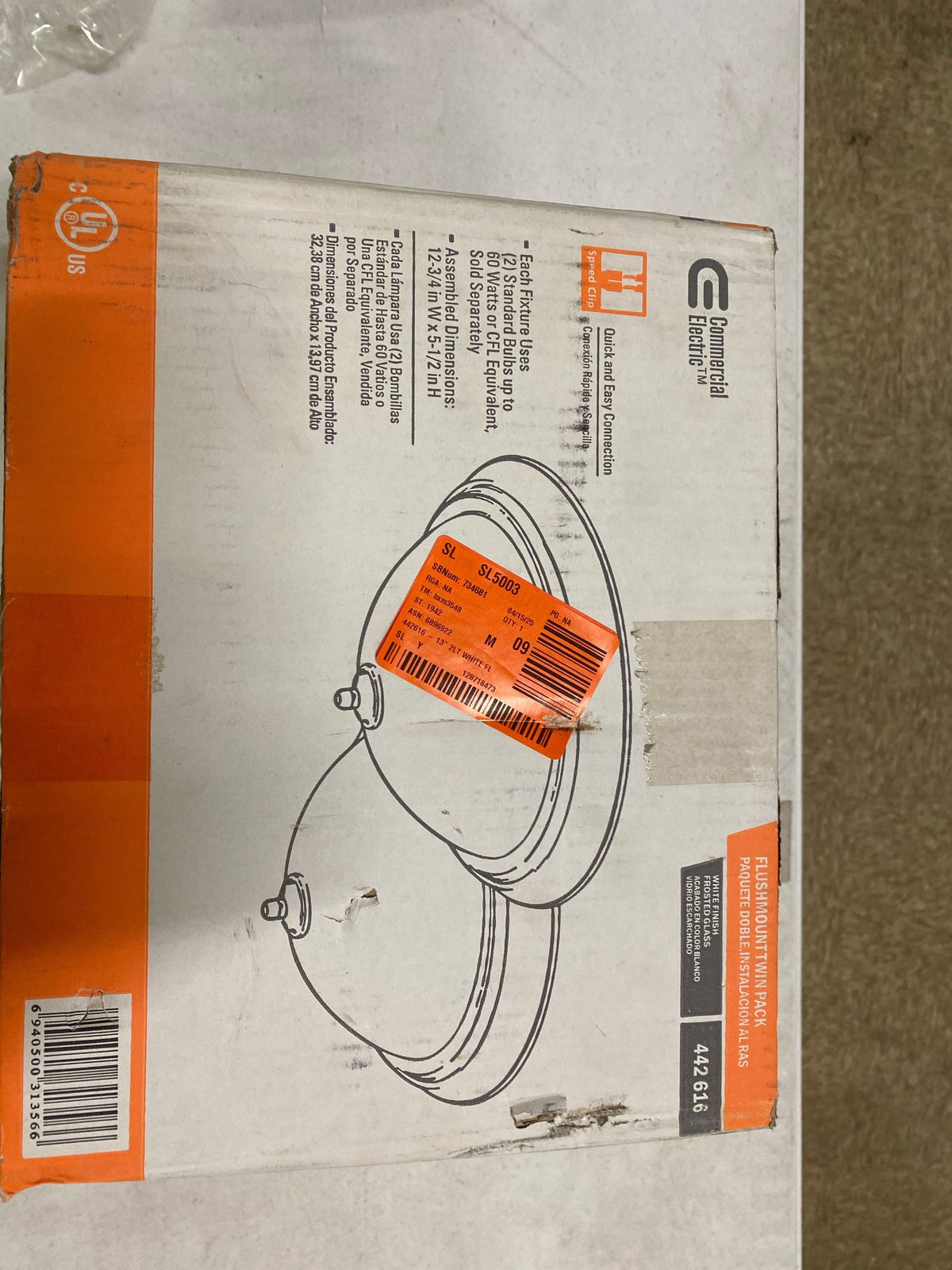 commercial electric White Twin Pack 2-Light Flushmount