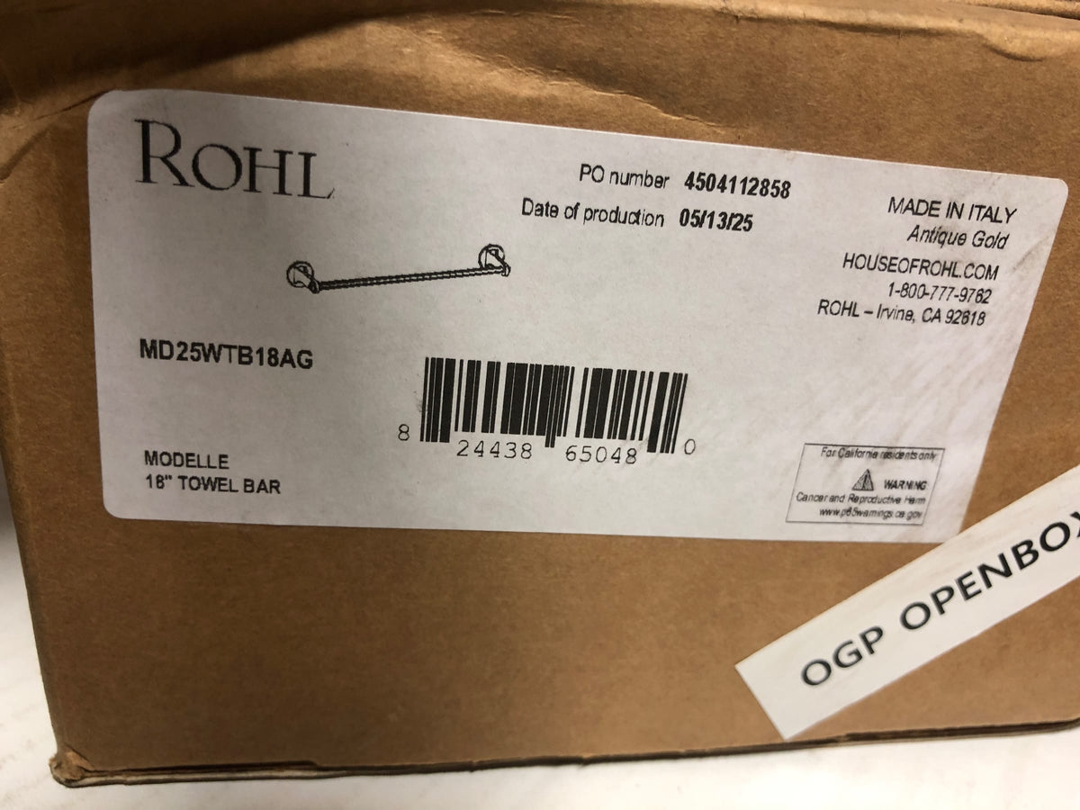 Rohl MD25WTB18AG Modelle 20-3/8" Towel Bar - Antique Gold