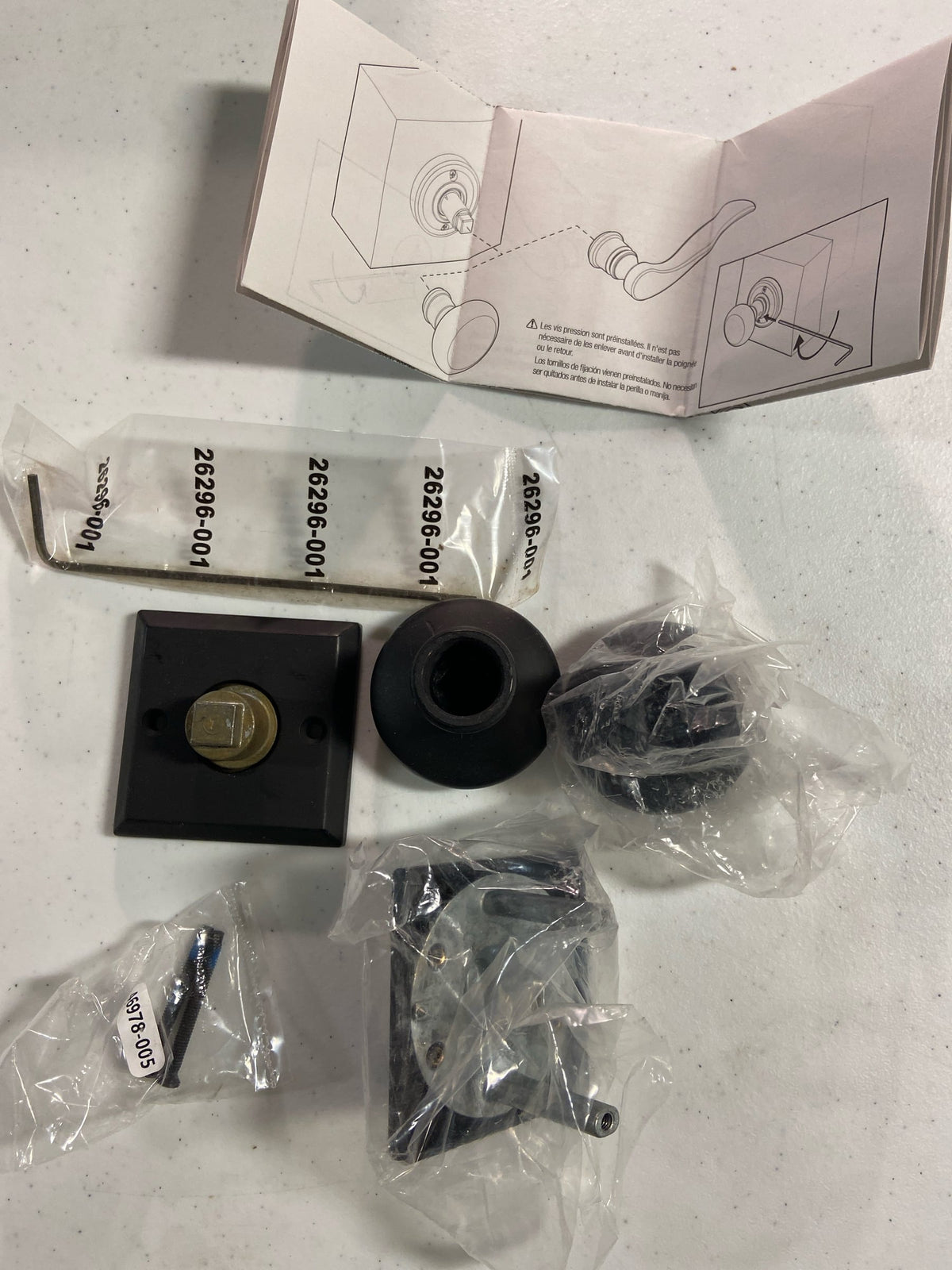 Baldwin FDROUTSR190 Round Non-Turning Two-Sided Dummy Door Knob Set with Square Rose - Satin Black
