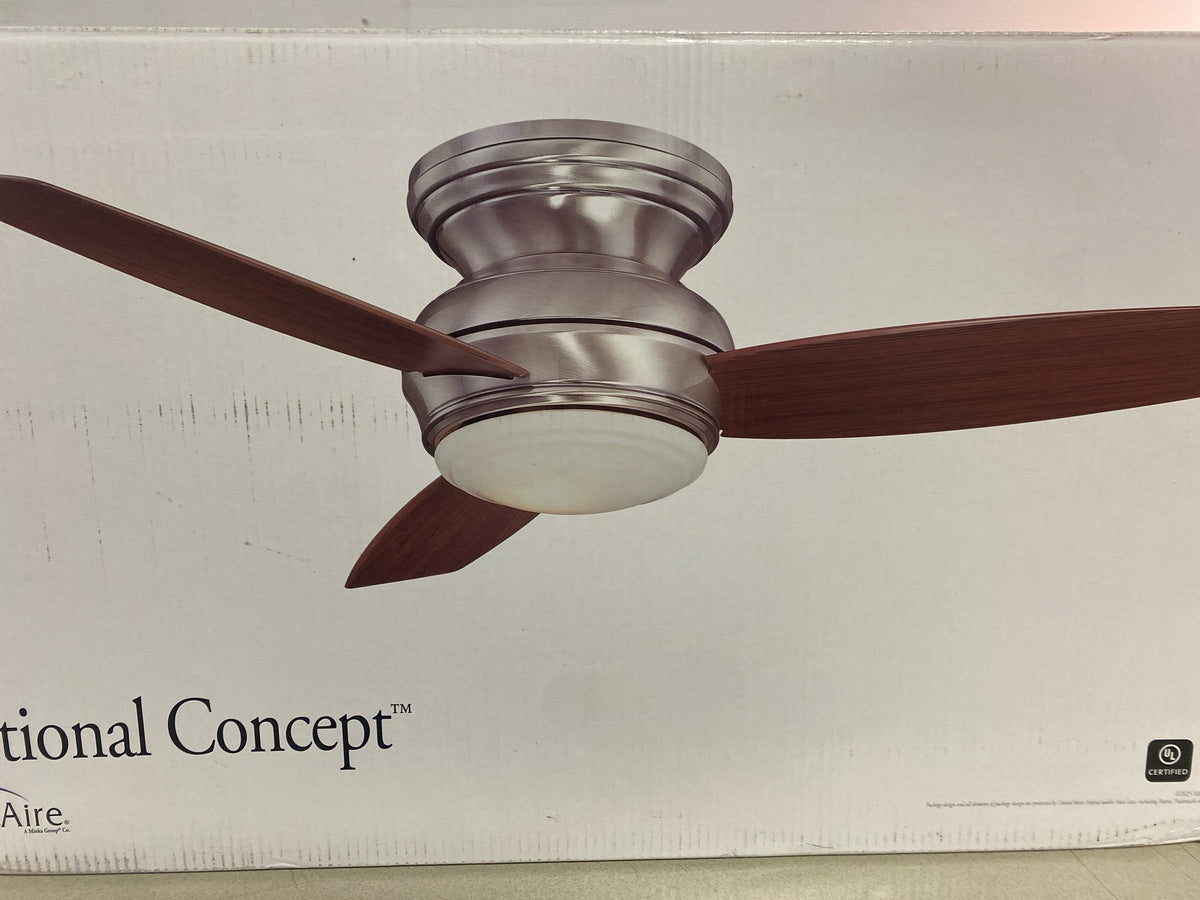 MinkaAire F593L-WH Traditional Concept 44" 3 Blade LED Indoor / Outdoor Hugger Ceiling Fan with Wall Control Included - White