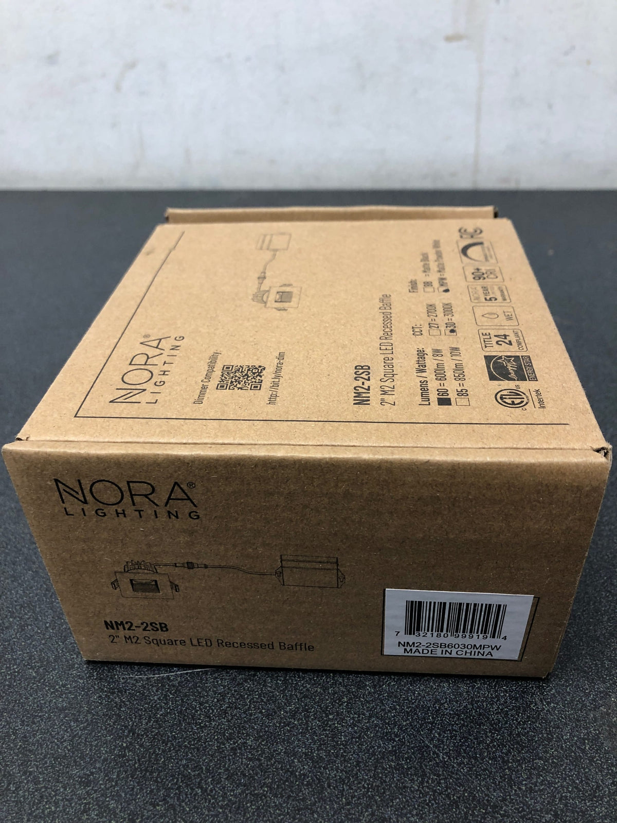 Nora NM2-2SB6030MPW M2 Mini LED Recessed Downlight, Matte Powder White (3000K, Square Baffle)