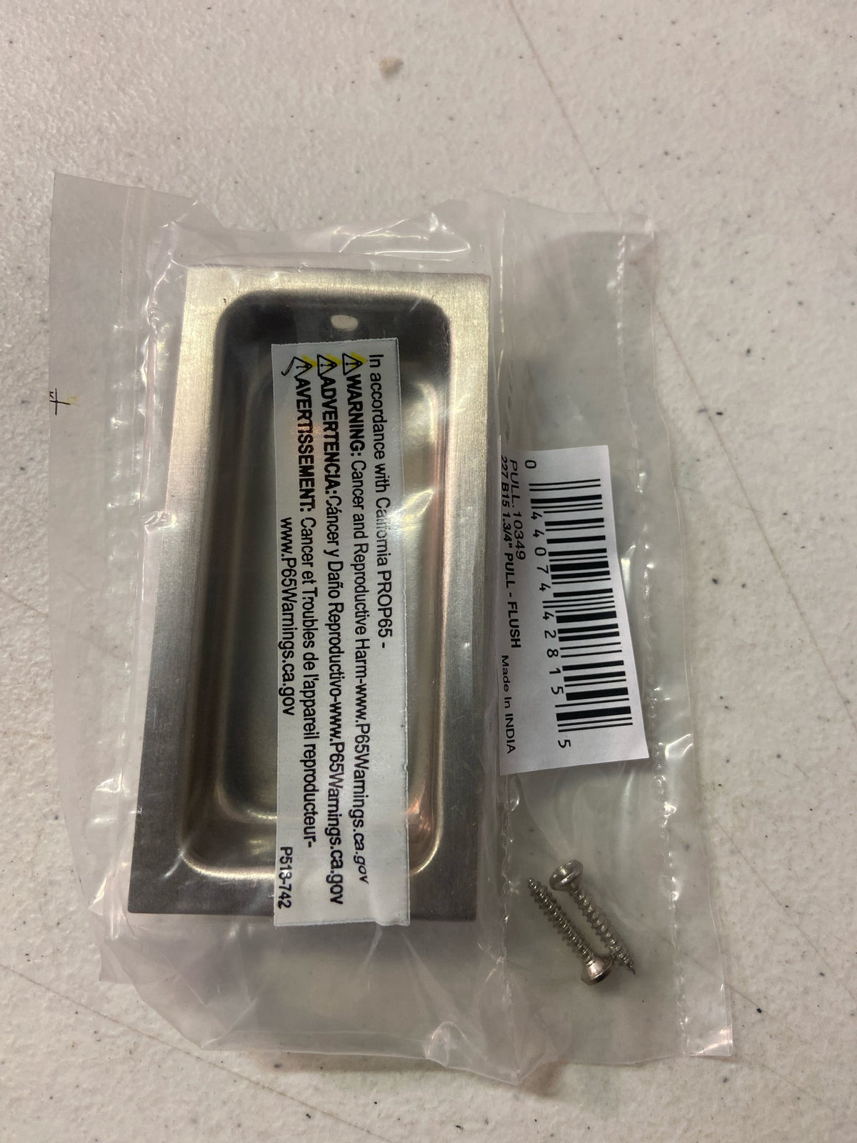 Ives 227B15 Wrought Brass Rectangle Flush Pull 3 5/8" x 1 3/4" x 9/16" - Satin Nickel