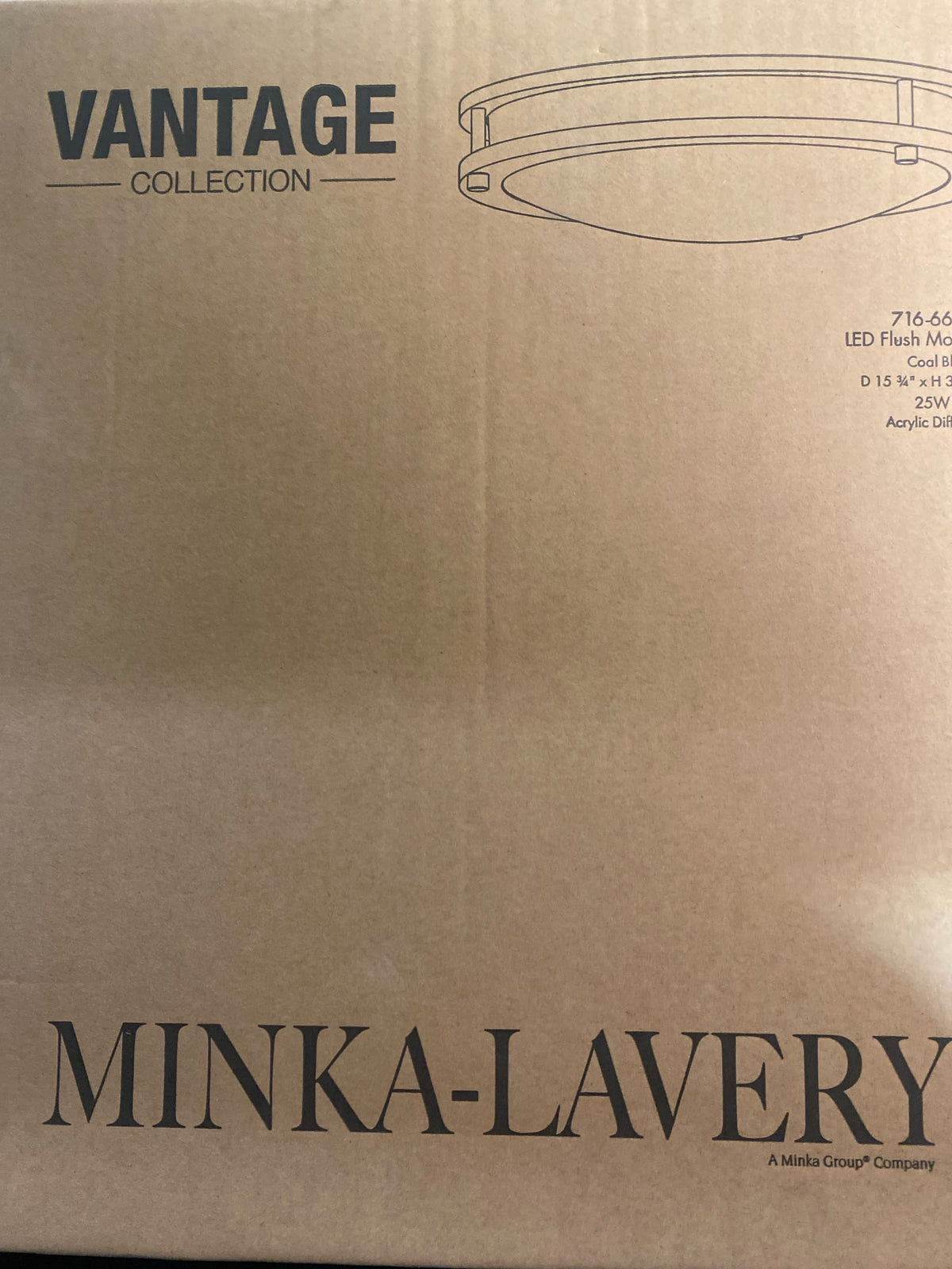 Minka Lavery 716-66A-L Vantage 16" Wide Round LED Flush Mount Ceiling Fixture - Coal