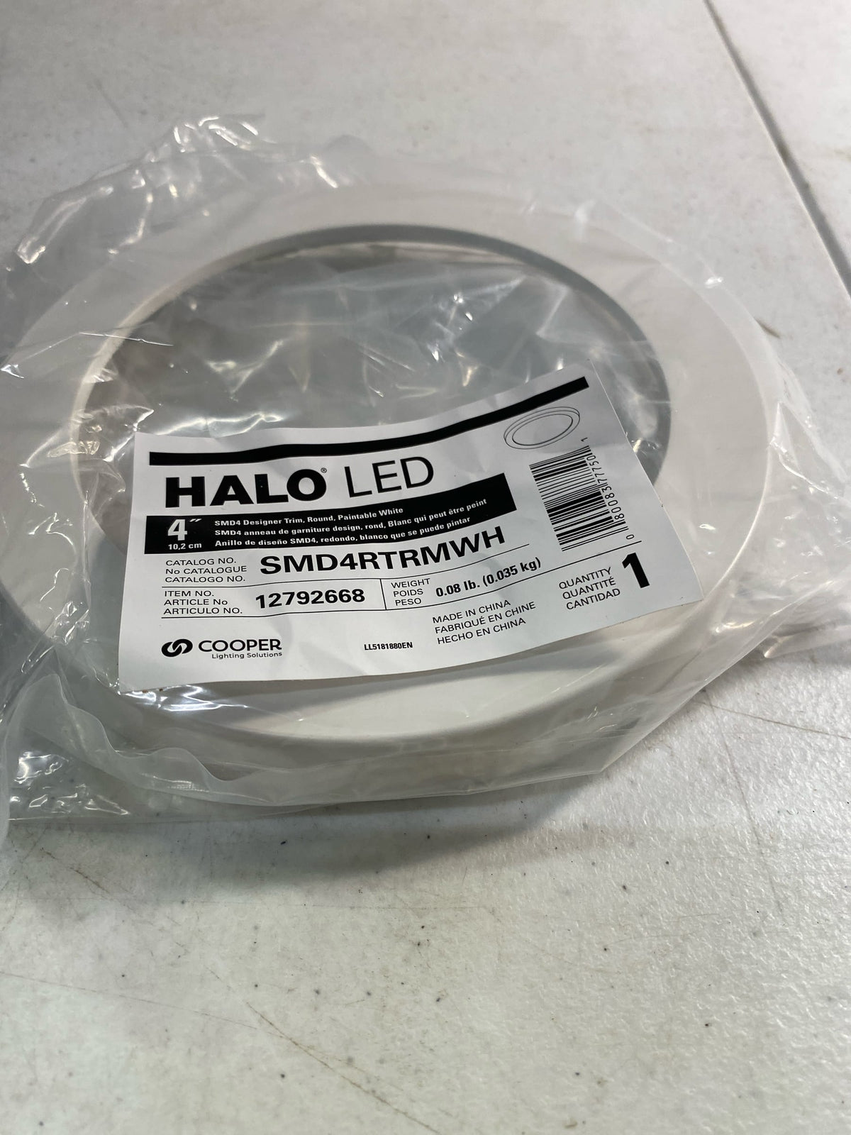 HALO 4 in. Round SMD Designer Trim, White (paintable)