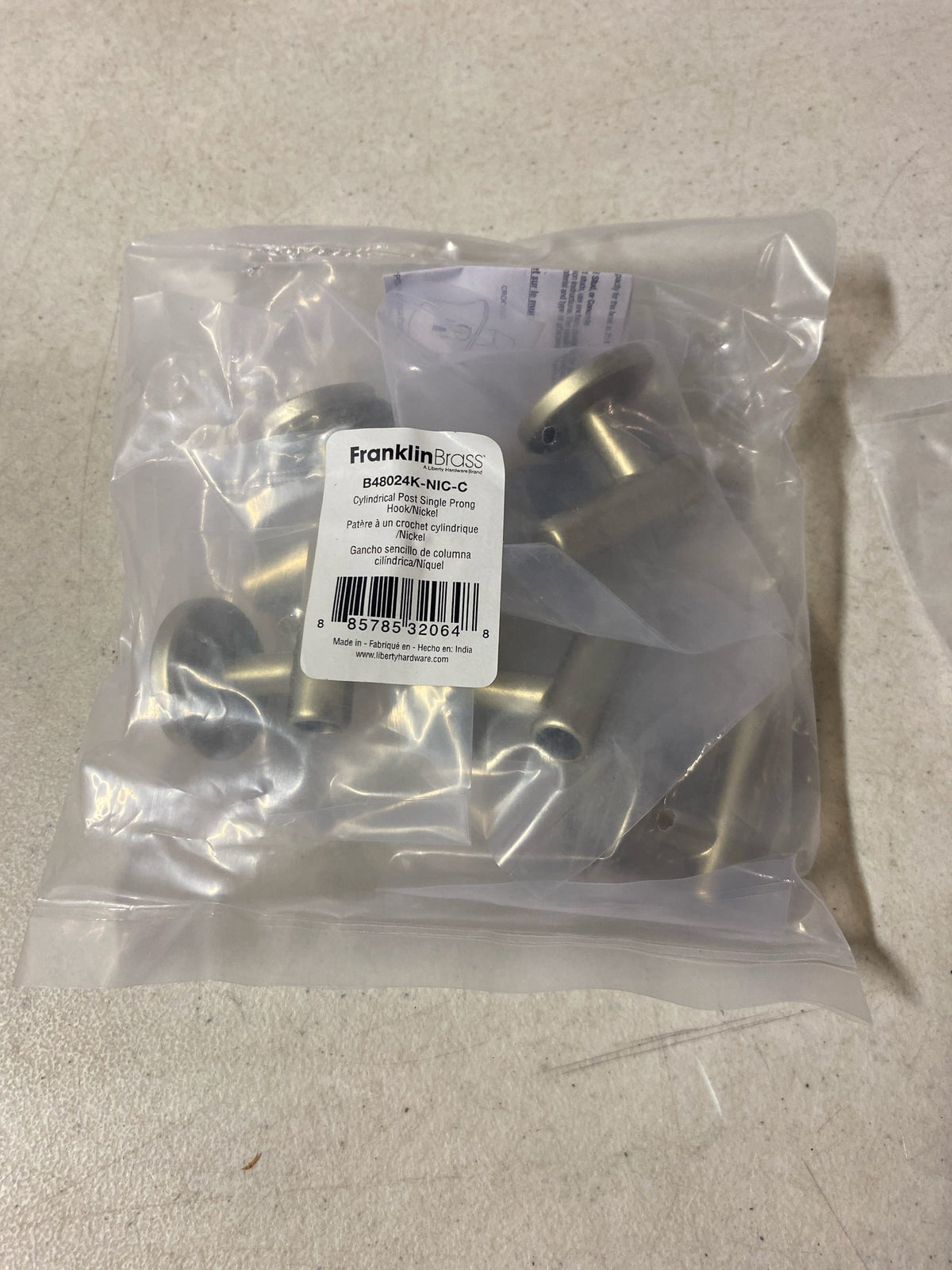 Franklin Brass B48024K-NIC-C Cylindrical 1-1/2 Inch Wide Utility Hook - Pack of 5 - Nickel