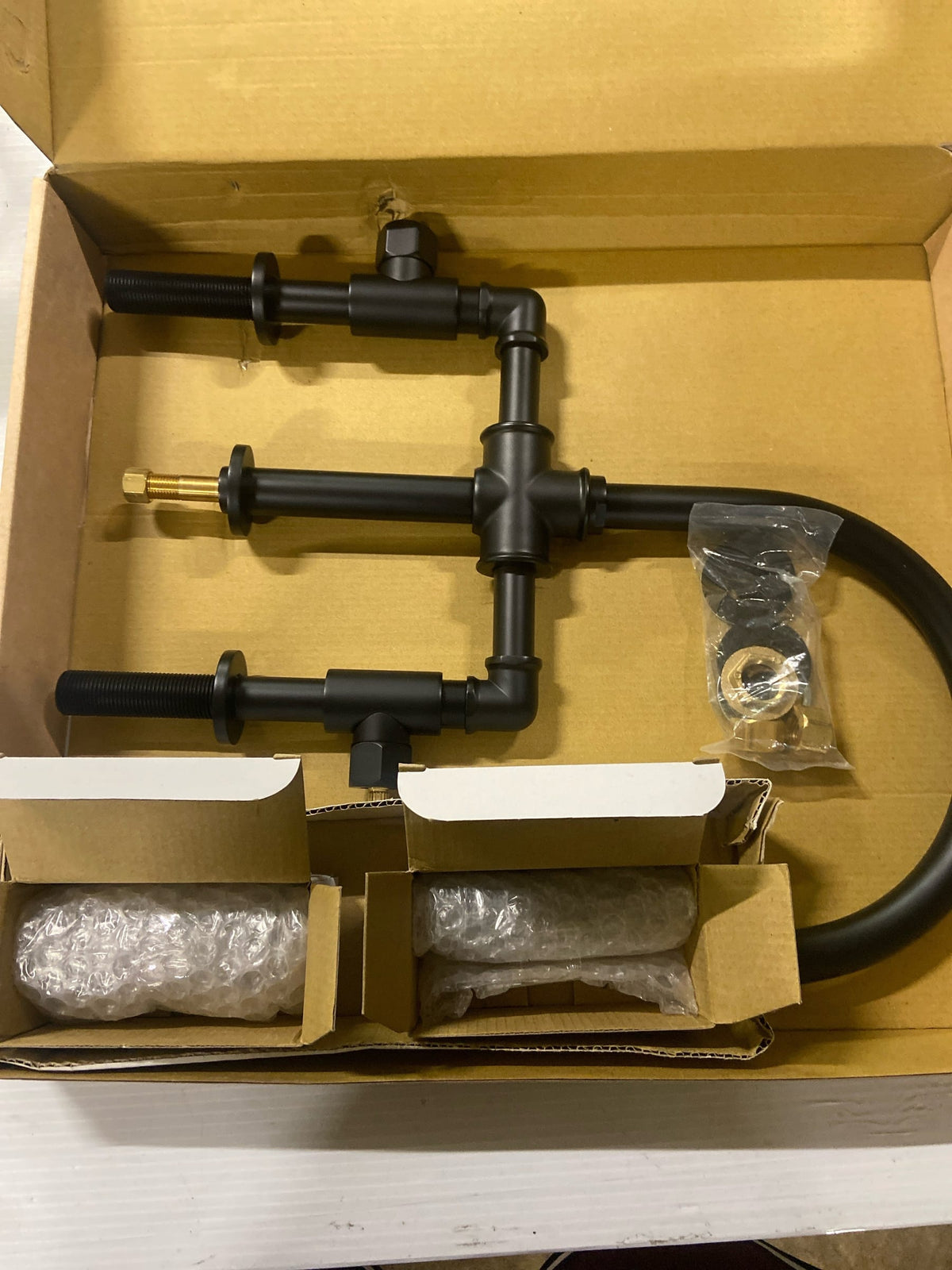Kingston Brass KS2330TKL Hallerbos 1.8 GPM Widespread Bridge Kitchen Faucet - Includes Side Spray - Matte Black