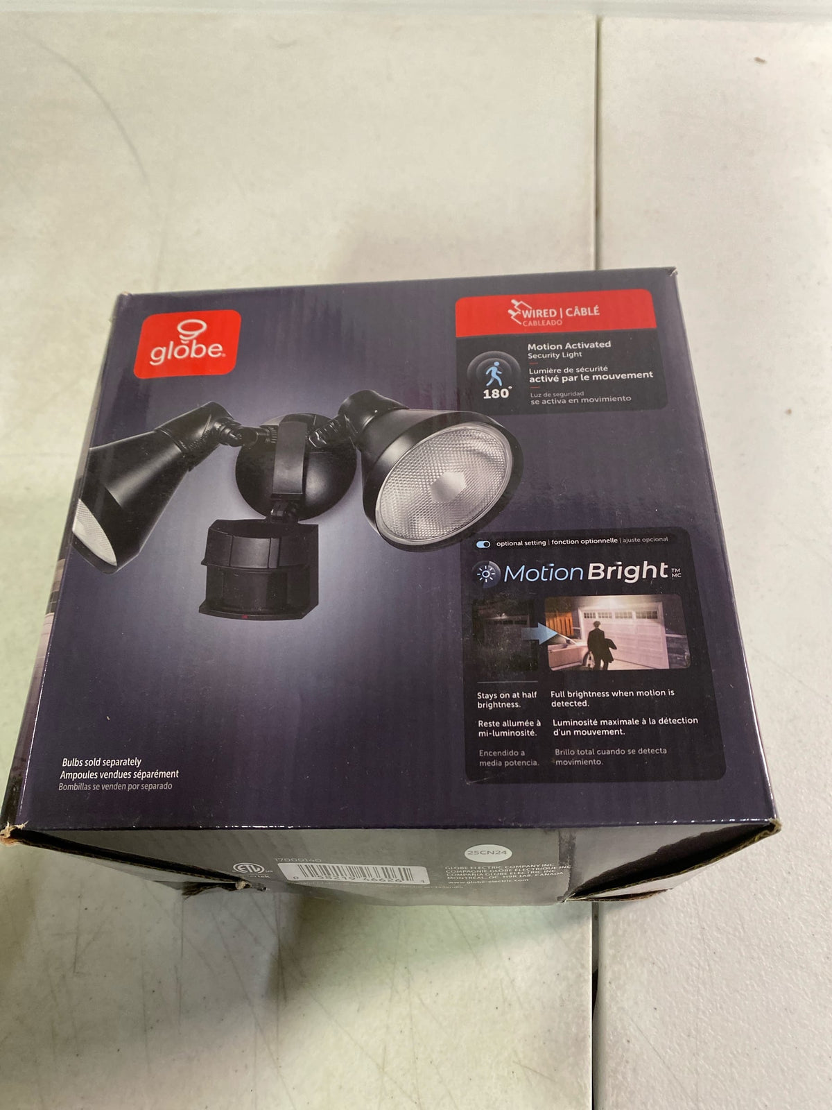 Globe Electric 17000140 180-Degree 240 W Twin Head Black Hardwired Motion Sensor Security Flood Light with MotionBright