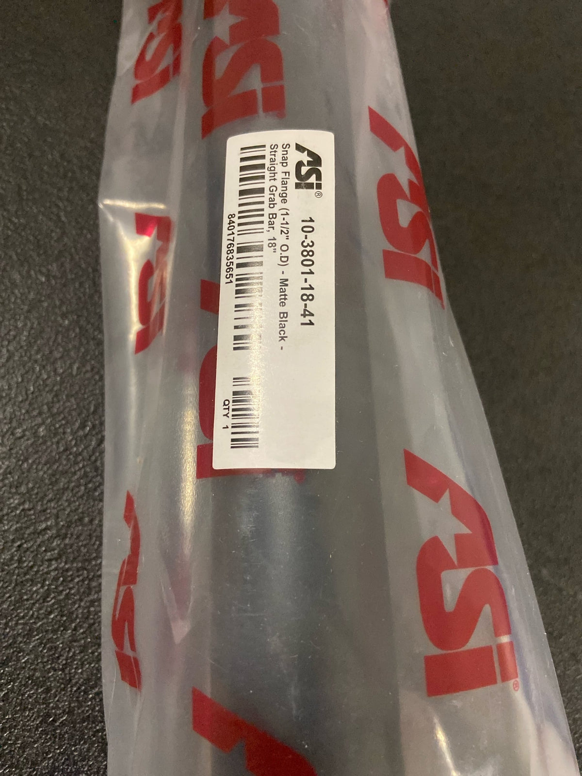 ASI 10-3801-18-41 18" Grab Bar with Snap-On Flange Covers - Matte Black