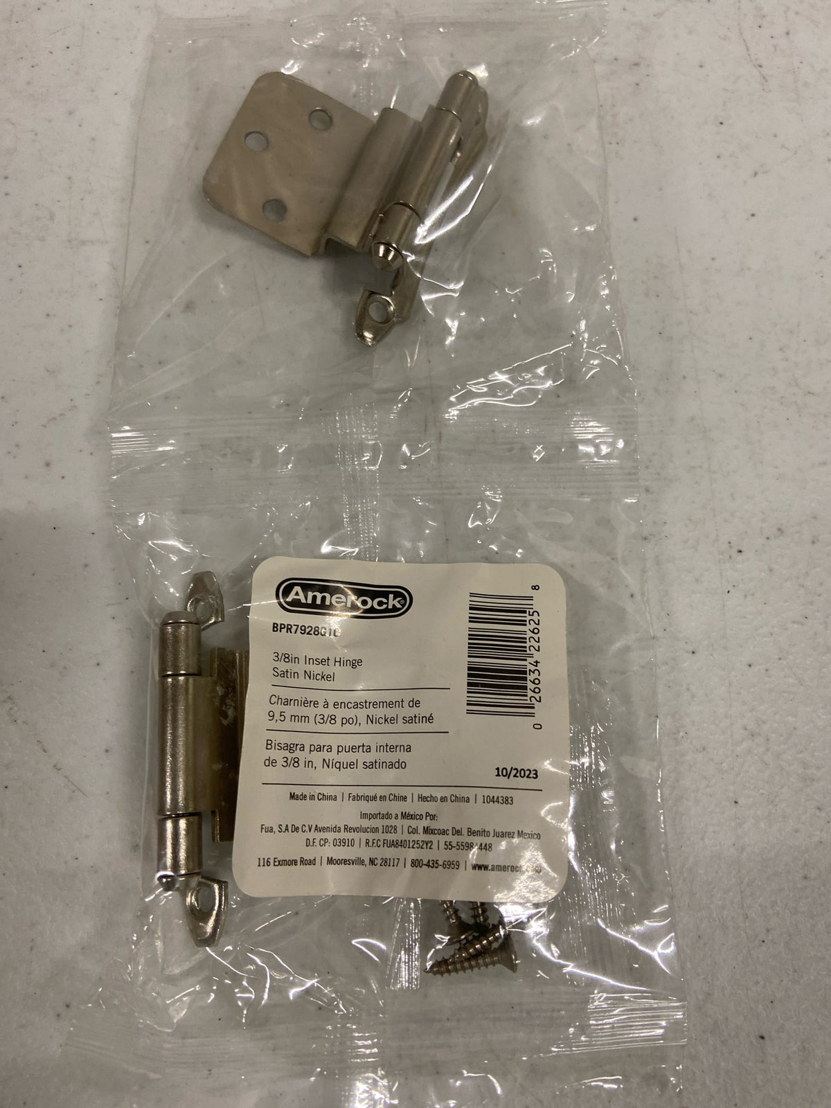 Amerock BPR7928G10 Functional Hardware 3/8 Inch Inset Surface Mount Cabinet Door Hinge with 105 Degree Opening Angle and Self Close Function - Pair - Satin Nickel