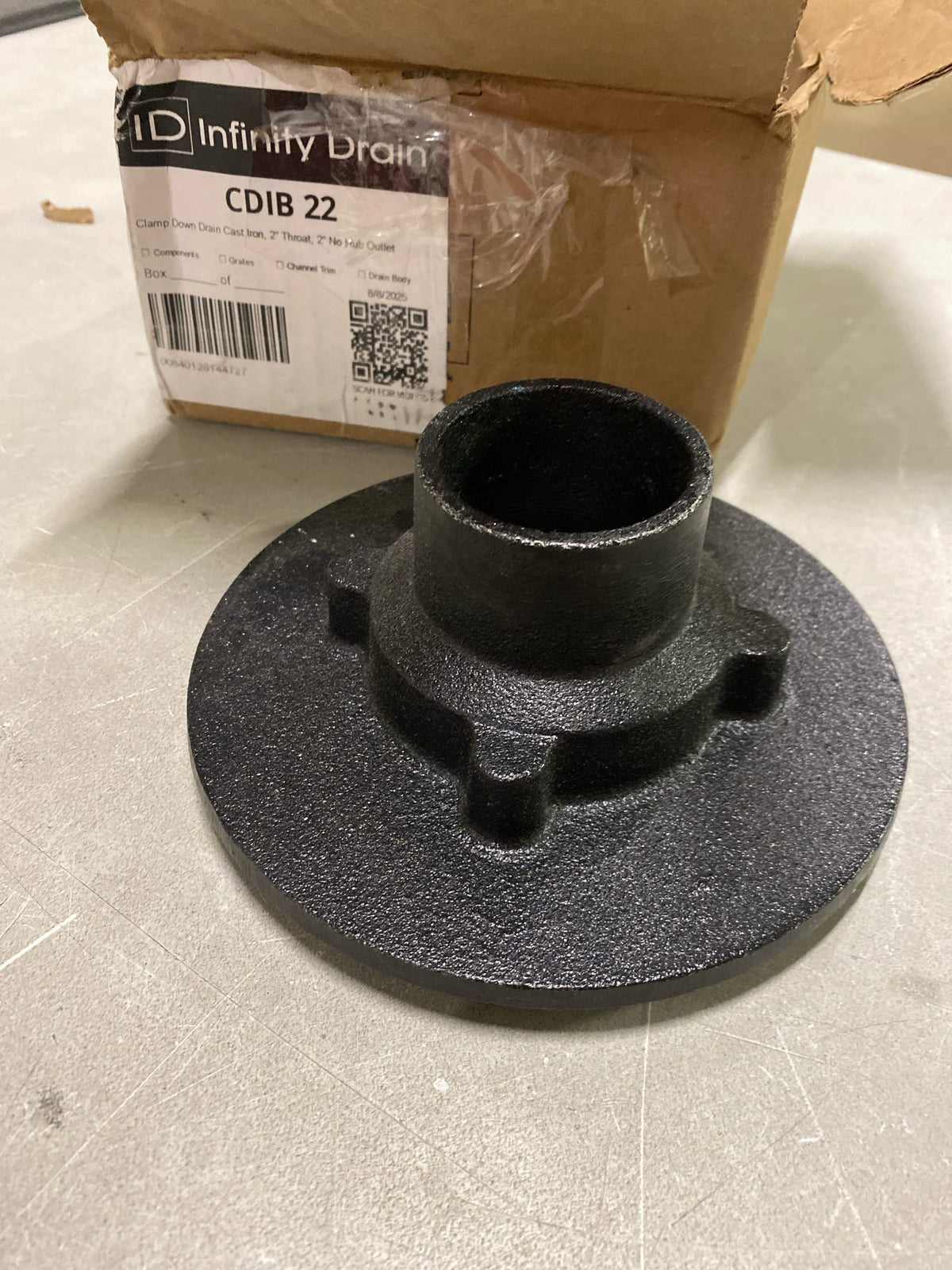 Infinity Drain CDIB 22 Clamp Down Cast Iron Drain with 2" Throat and 2" No Hub Outlet - N/A
