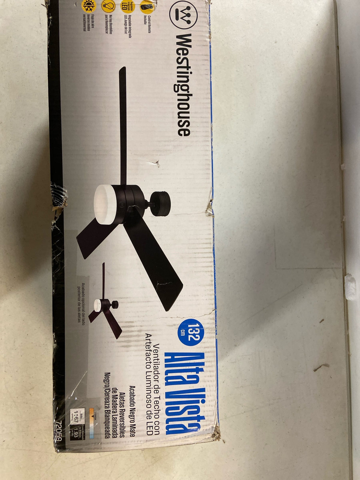Westinghouse 7205900 Alta Vista, Modern LED Ceiling Fan with Light and Remote Control, 52 Inch, Matte Black Finish, Opal Frosted Glass