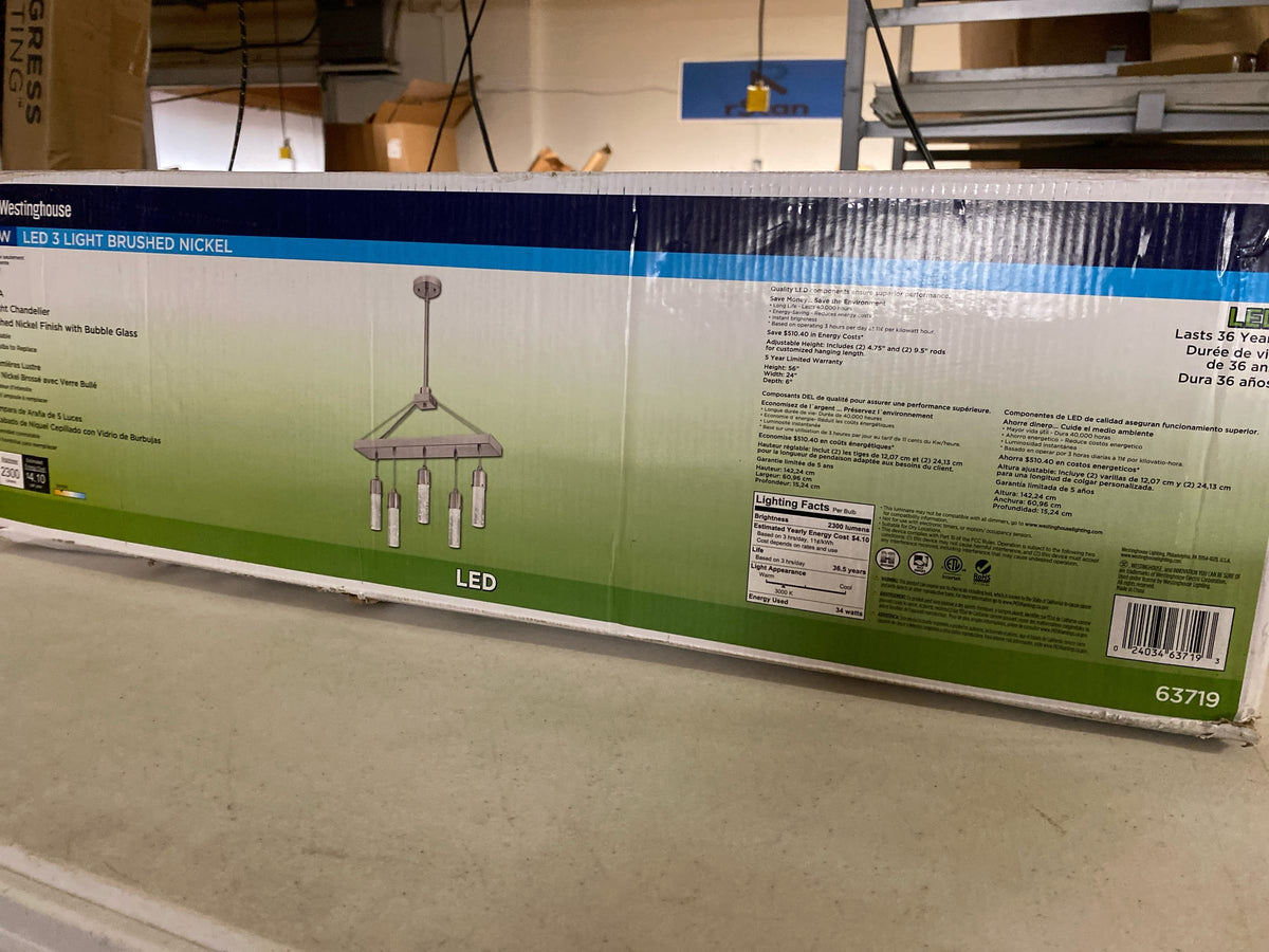 Westinghouse 6371900 Cava 5 Light 24" Wide LED Suspension Linear Pendant - Brushed Nickel
