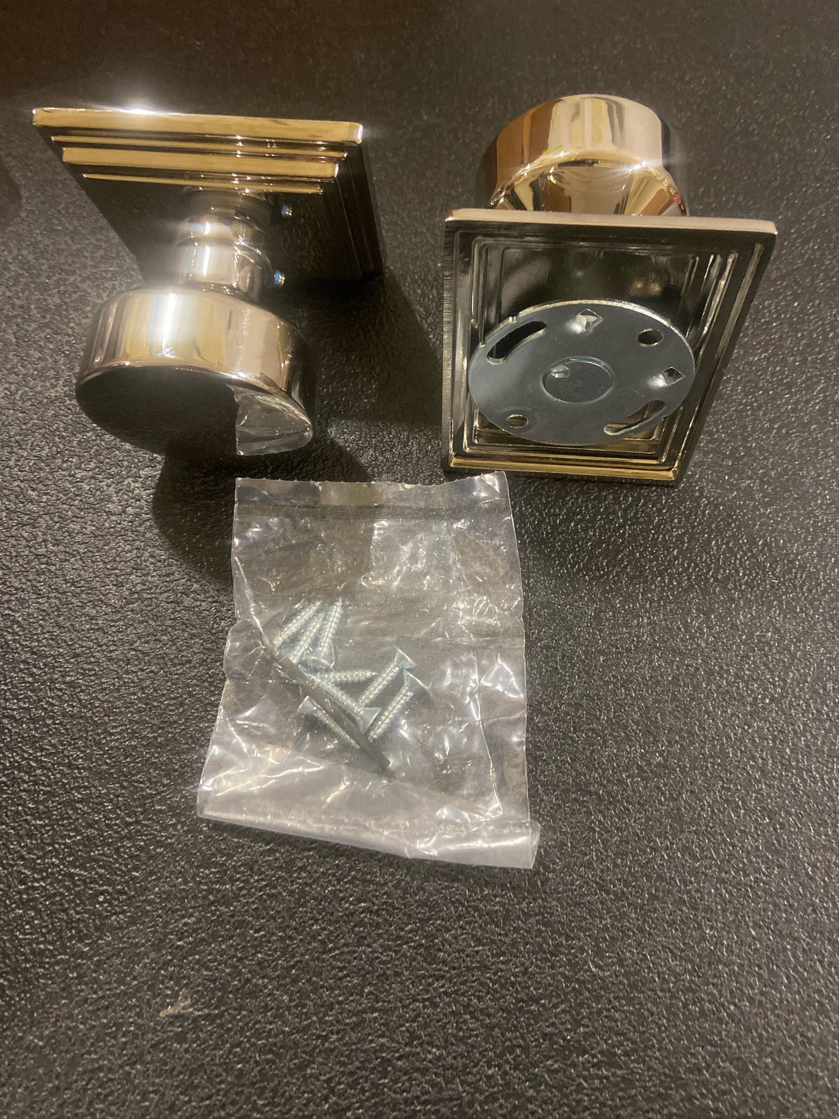 Emtek 505LAUUS14 Laurent Reversible Non-Turning Two-Sided Dummy Door Knob Set from the Urban Modern Collection - Polished Nickel Wilshire Rosette