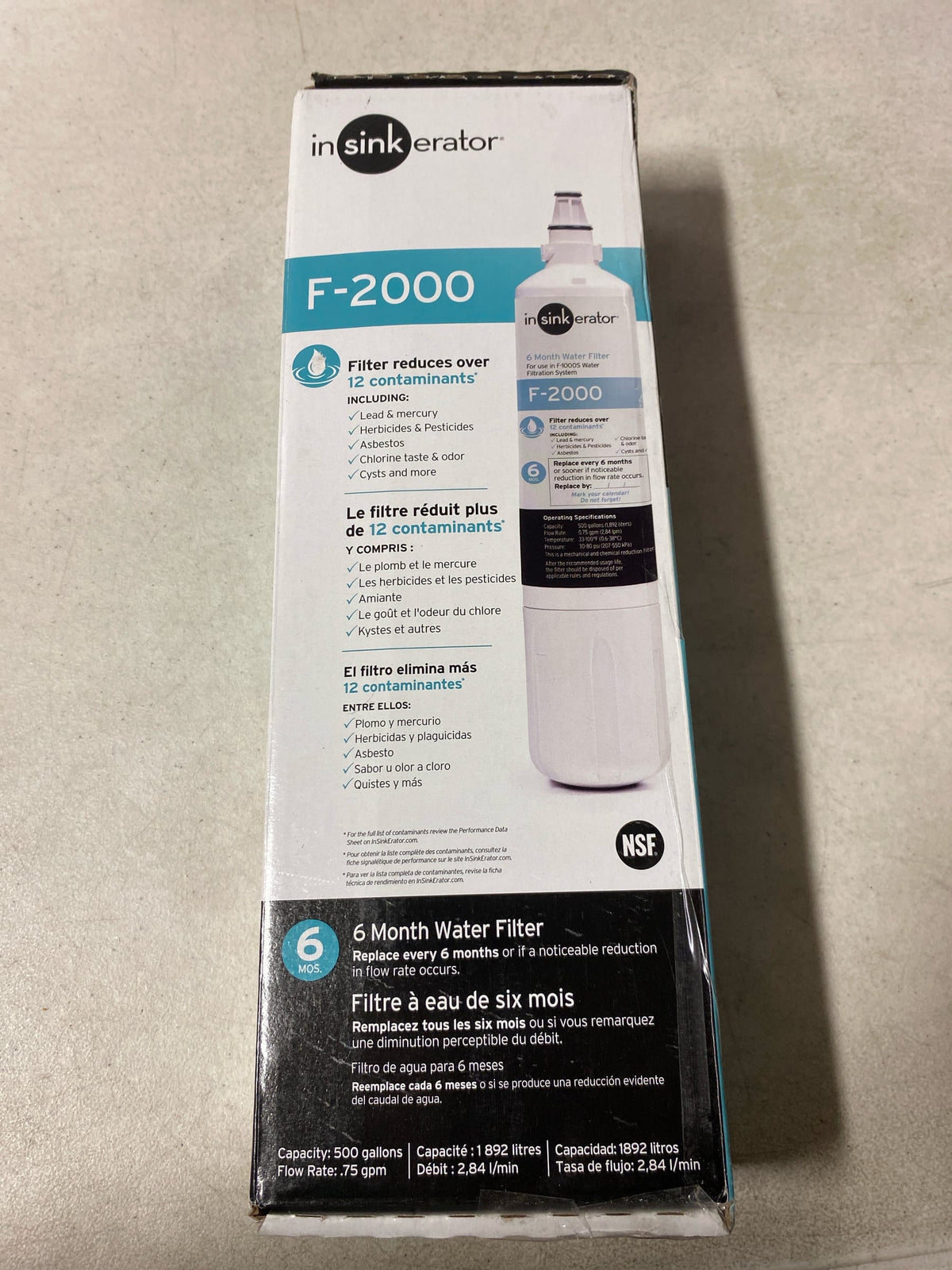 Insinkerator F-2000 Instant Hot Water Dispenser Under-Sink 6-Month Premium Water Filter Replacement 1-Pack