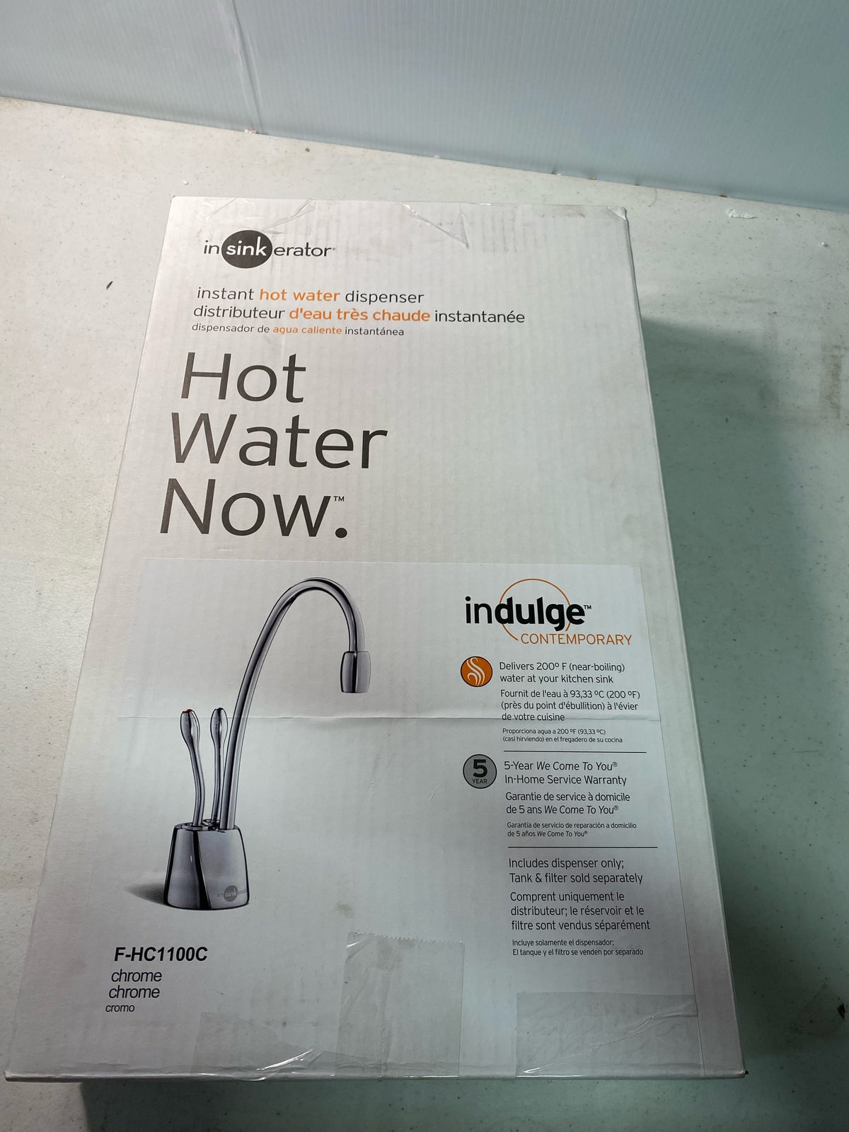 InSinkErator F-HC1100C Indulge Instant Hot Water Dispenser, Double Handle Hot and Cold with 5-Year In-Home - Less Tank - Chrome