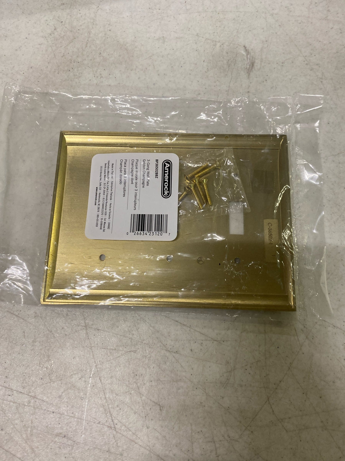 Amerock | Wall Plate | Golden Champagne | 3 Toggle Switch Plate Cover | Candler | 1 Pack | Light Switch Cover