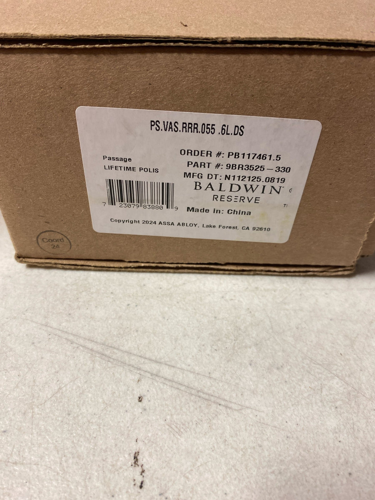 Baldwin PSVASRRR055 Vashon Passage Door Knob Set with Recessed Round Rose from the Reserve Collection - Polished Nickel