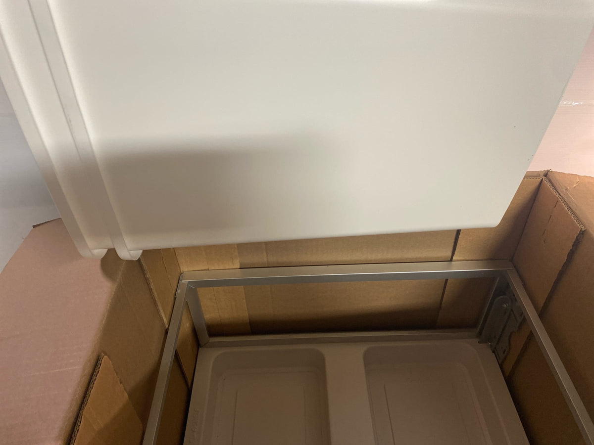Rev-A-Shelf 5149-18DM-211 Contemporary 14-1/4"W Aluminum Double 35 Qt / 8.75 Gallon Pull Out Cabinet Trash Can System with Soft Open and Close - White