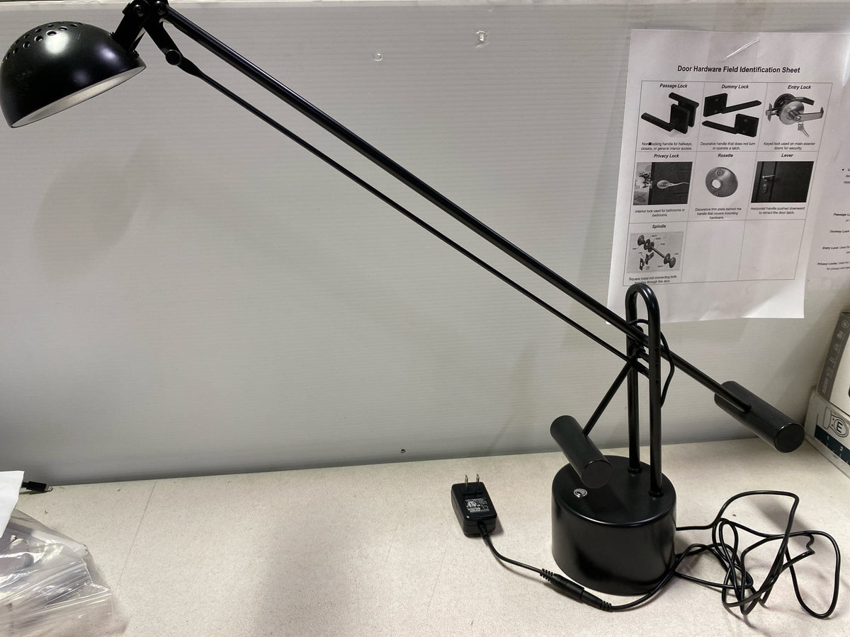 Dainolite DLED-102-BK Single Light 28" Tall Integrated LED Boom Arm Desk Lamp - Black