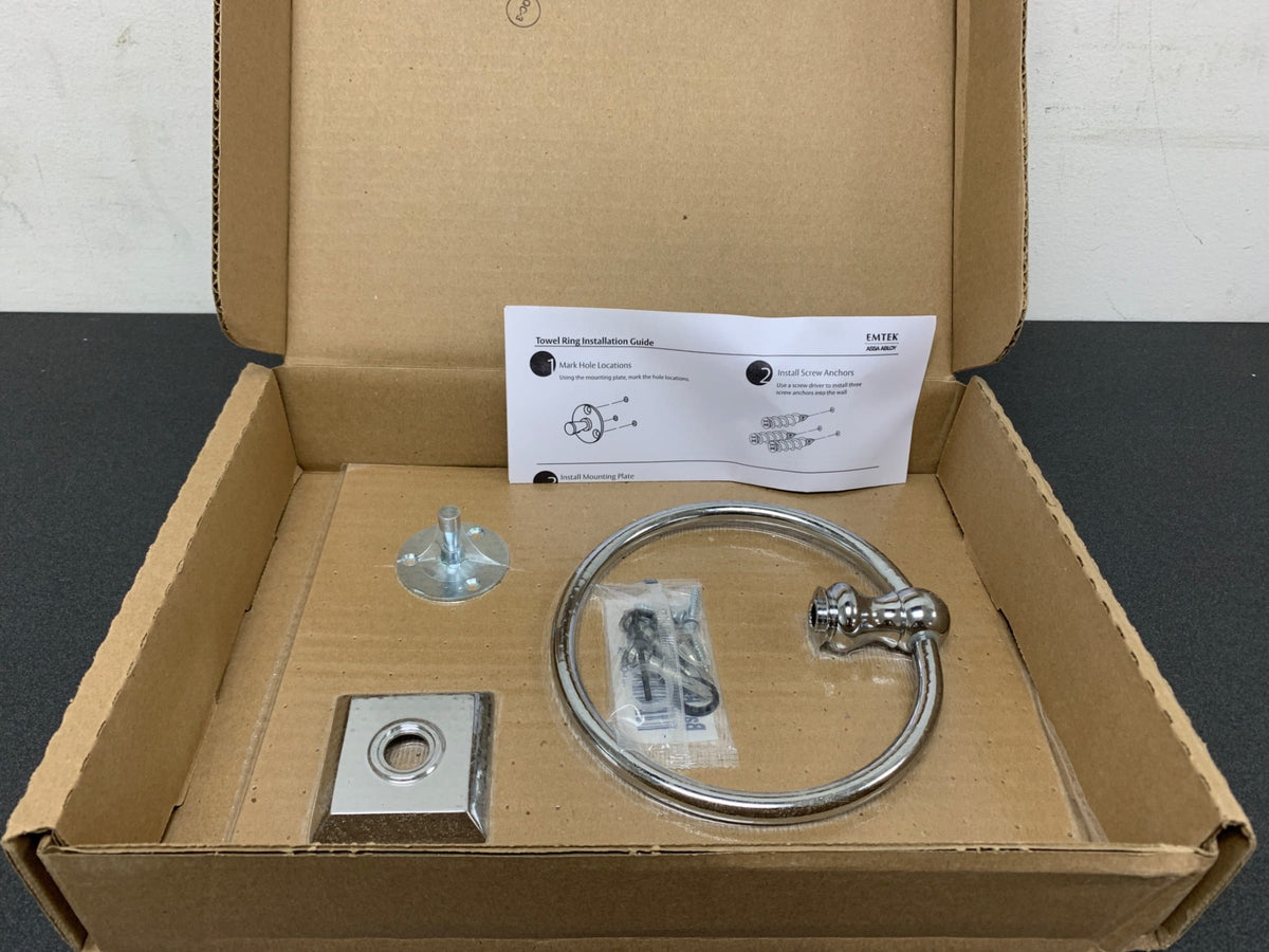 Emtek 2601US26 6-5/16" Solid Brass Towel Ring - Polished Chrome