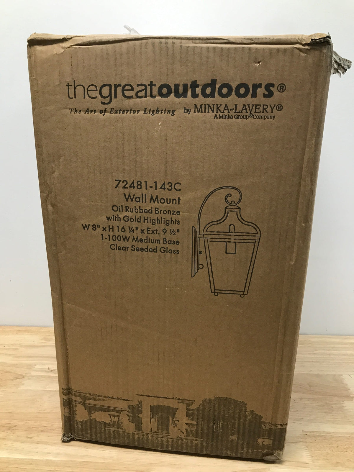 The Great Outdoors 72481-143C Marquee Single Light 17" Tall Outdoor Wall Sconce with Seedy Glass Shade - Oil Rubbed Bronze / Gold