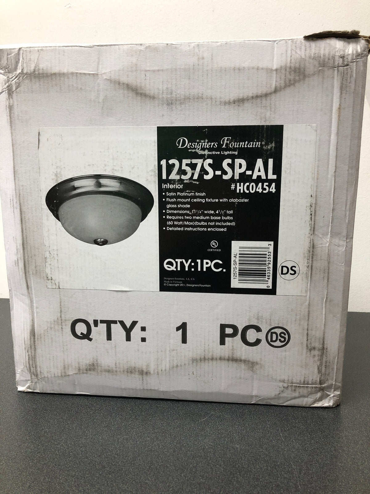 Designers Fountain 1257S-SP-AL 11.25" Width 2 Light Flush Mount Ceiling Fixture - Satin Platinum / White Alabaster