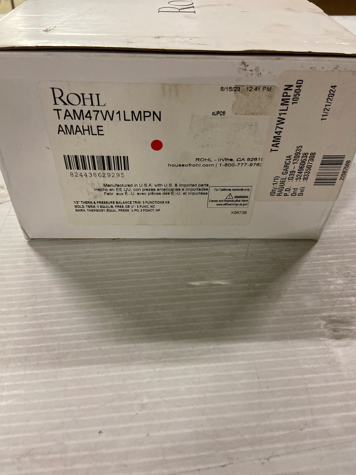 Rohl TAM47W1LMPN Amahle Three Independent Function Thermostatic Valve Trim Only with Single Lever Handle and Integrated Diverter - Less Rough In - Polished Nickel