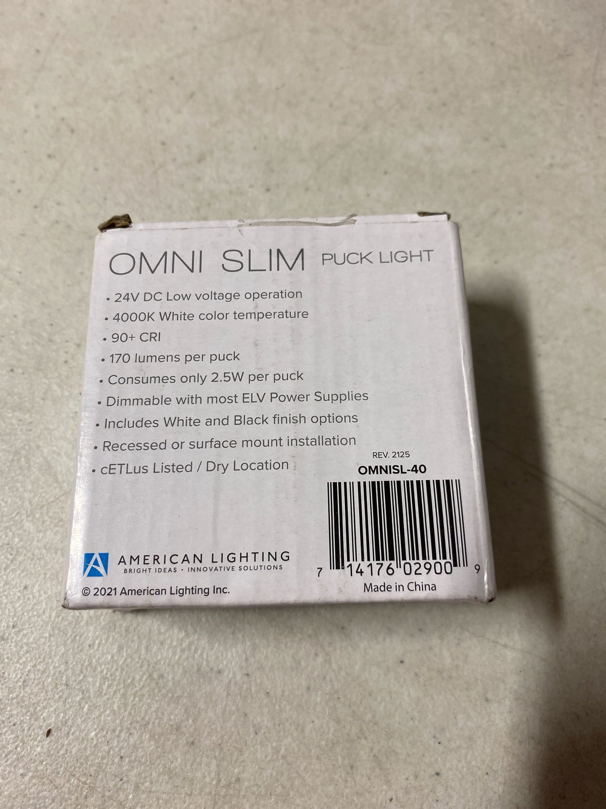 American Lighting OMNISL-40 Omni Puck Light 3" Wide LED - White