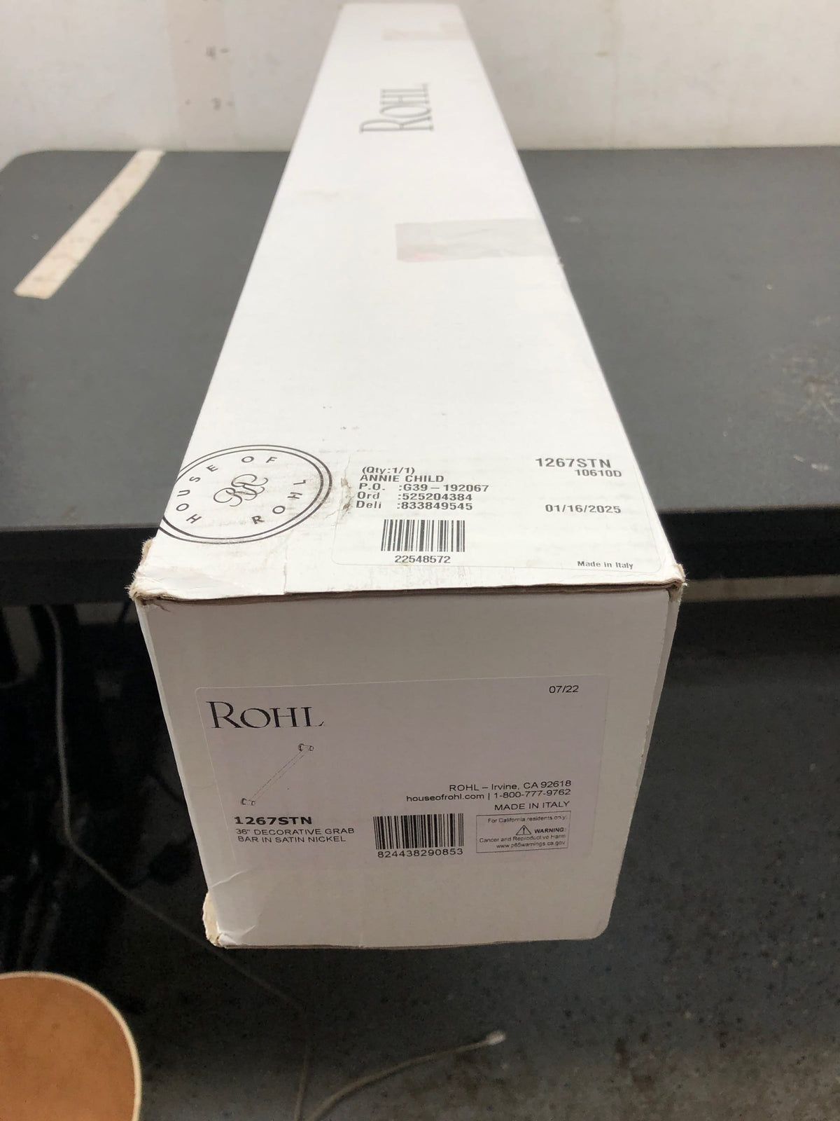 Rohl 1267STN Lombardia 36" Grab Bar - Satin Nickel
